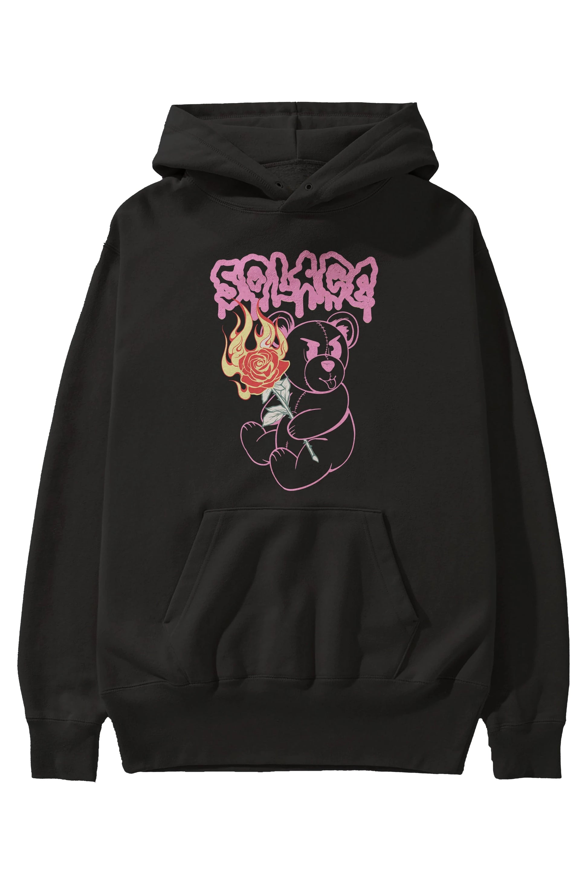 Solage Bear Ön Baskılı Hoodie Oversize Kapüşonlu Sweatshirt Erkek Kadın Unisex
