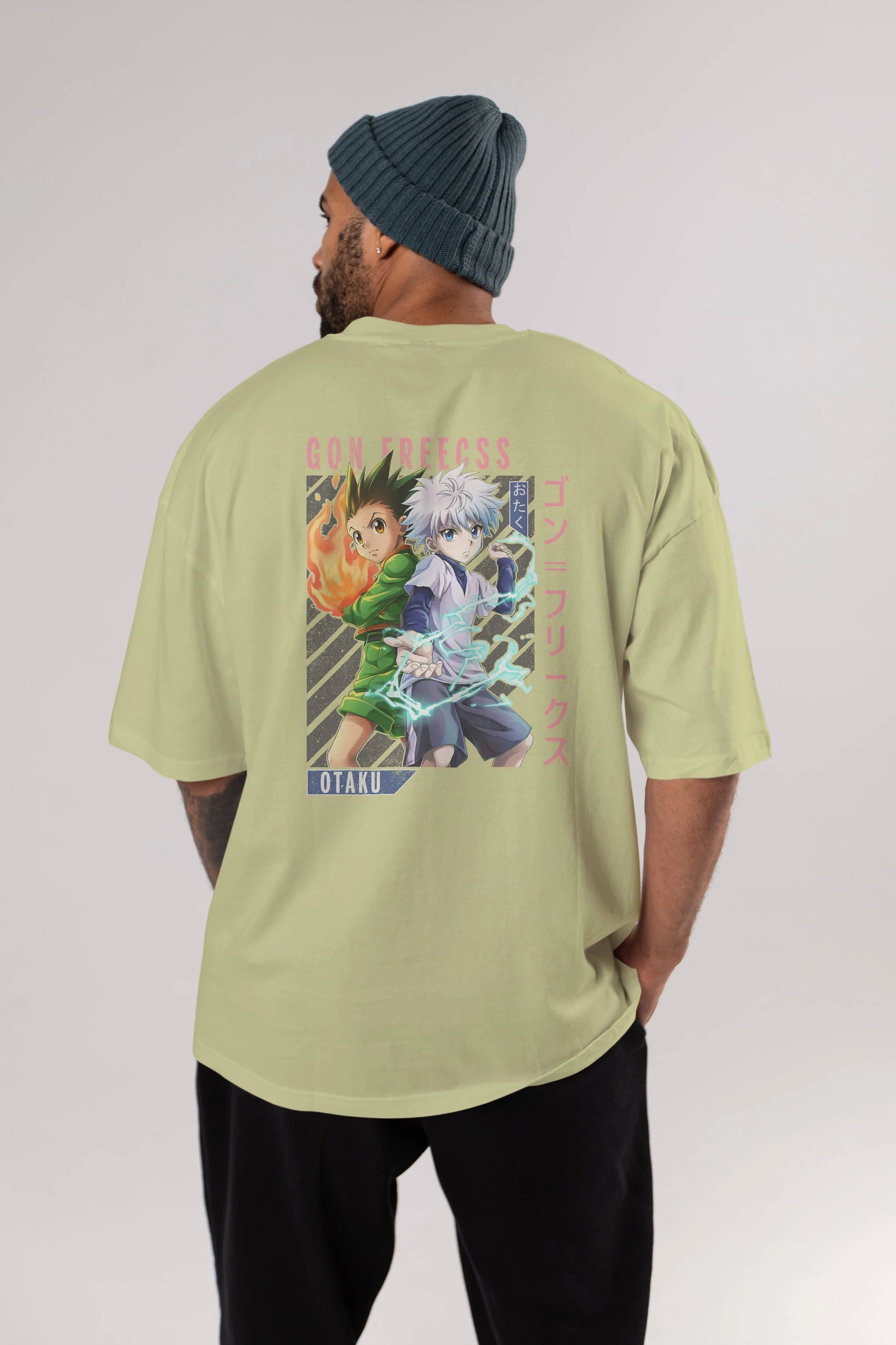 Gon Freecss HUNTER X HUNTER 1 Anime Arka Baskılı Oversize t-shirt Erkek Kadın Unisex