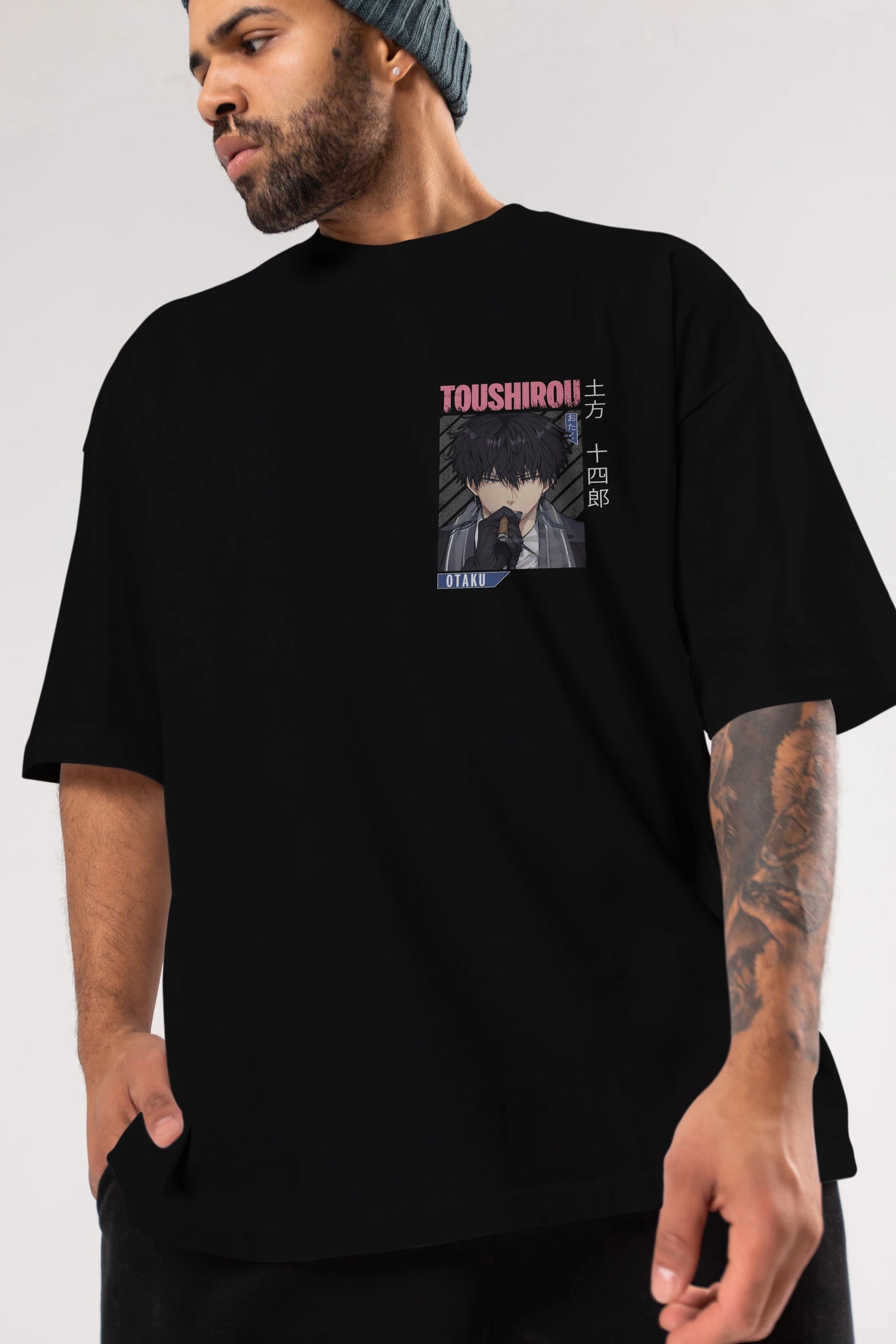 Toushirou Hijikata 2 Ön Sol Baskılı Oversize t-shirt Erkek Kadın Unisex %100 Pamuk Bisiklet Yaka tişort