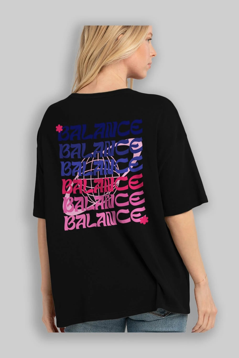 Balance Yazılı Arka Baskılı Oversize t-shirt Erkek Kadın Unisex