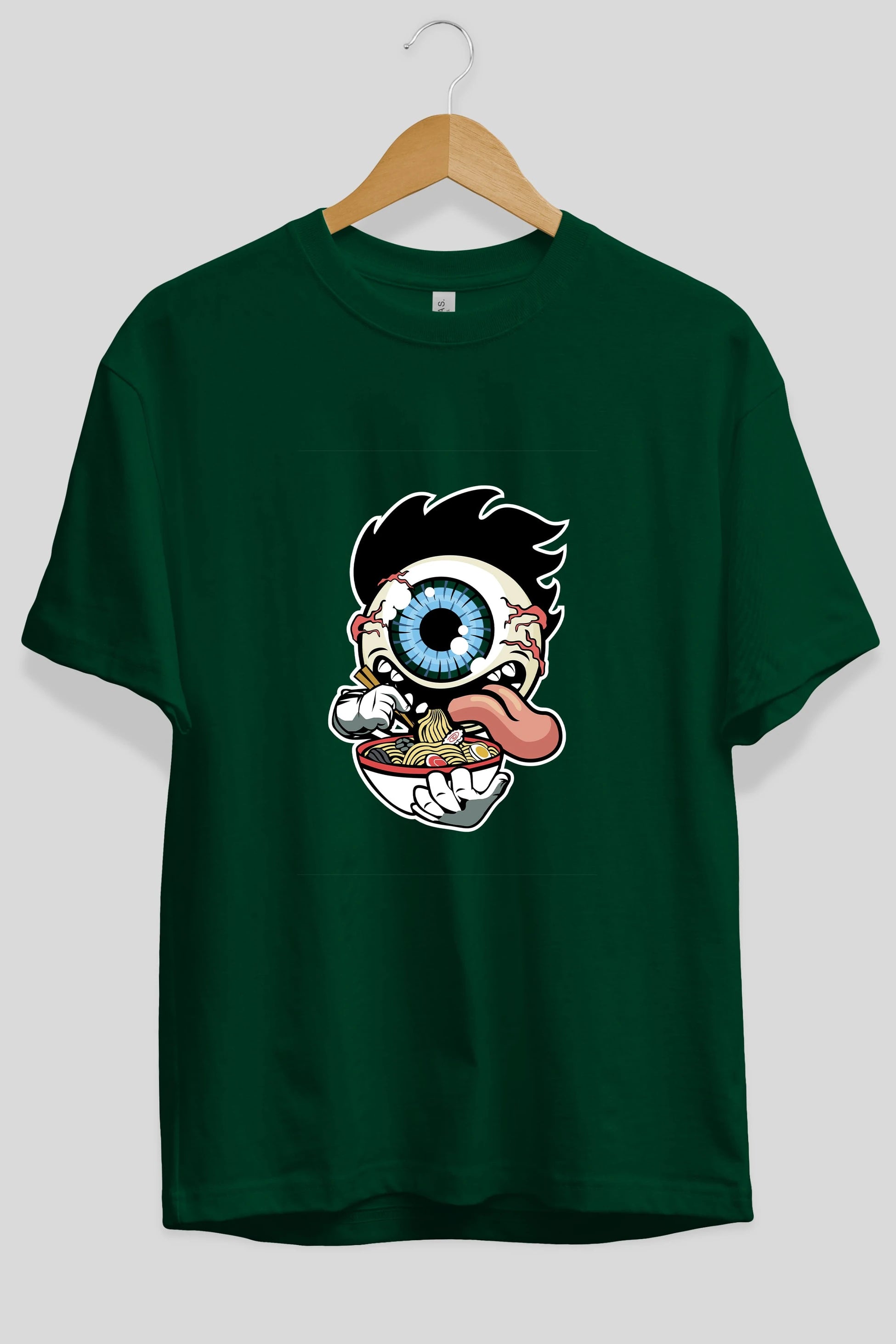 Eyeball Ramen Ön Baskılı Oversize t-shirt Erkek Kadın Unisex %100 Pamuk tişort