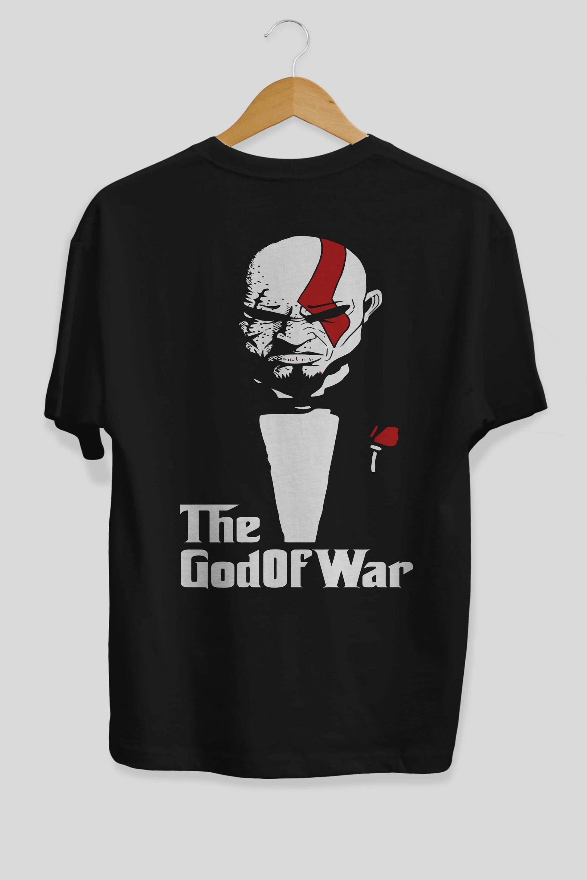 The God of War Arka Baskılı Oversize t-shirt Erkek Kadın Unisex %100 Pamuk Bisiklet Yaka tişort