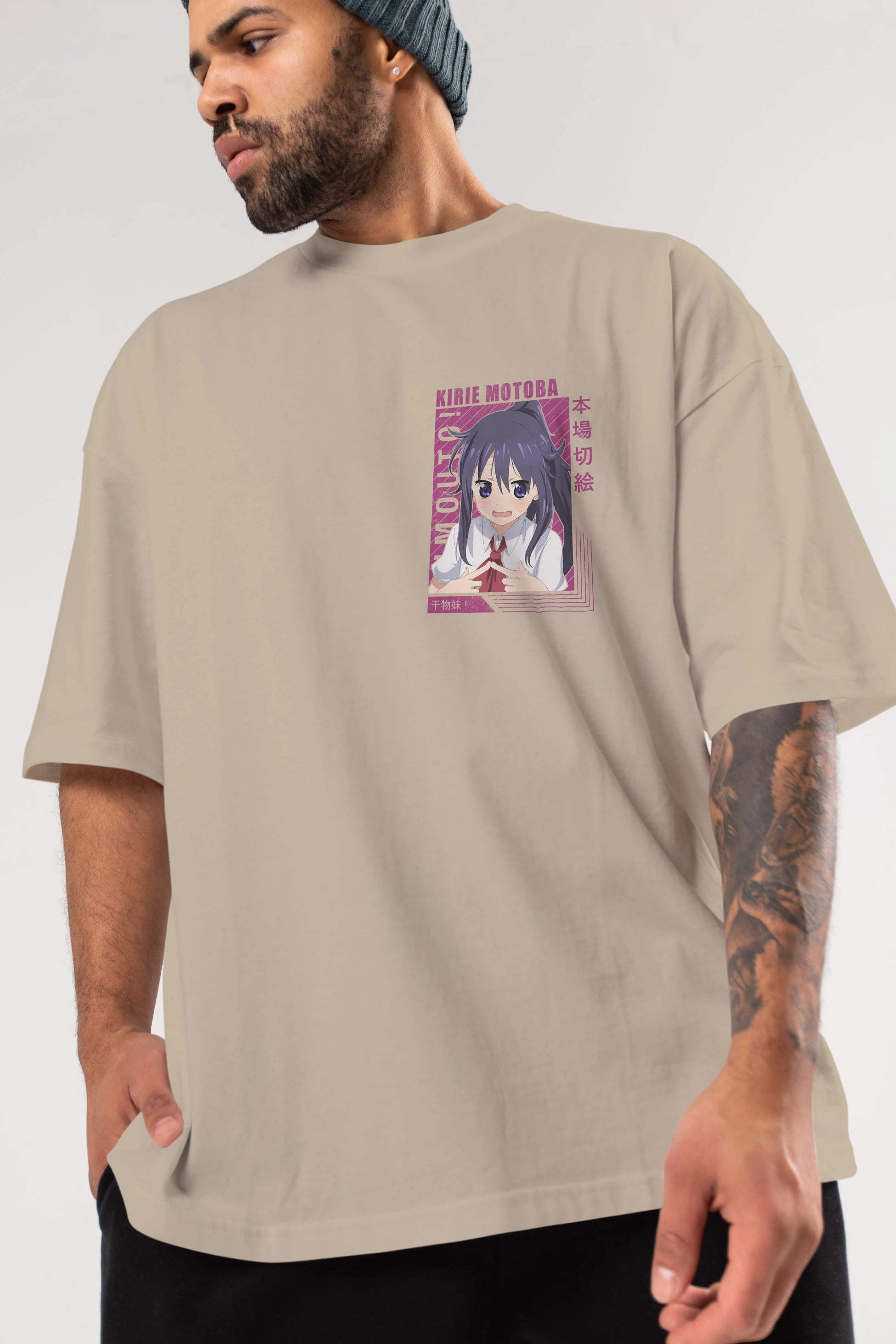 Kirie Motoba 4 Ön Sol Baskılı Oversize t-shirt Erkek Kadın Unisex %100 Pamuk Bisiklet Yaka tişort
