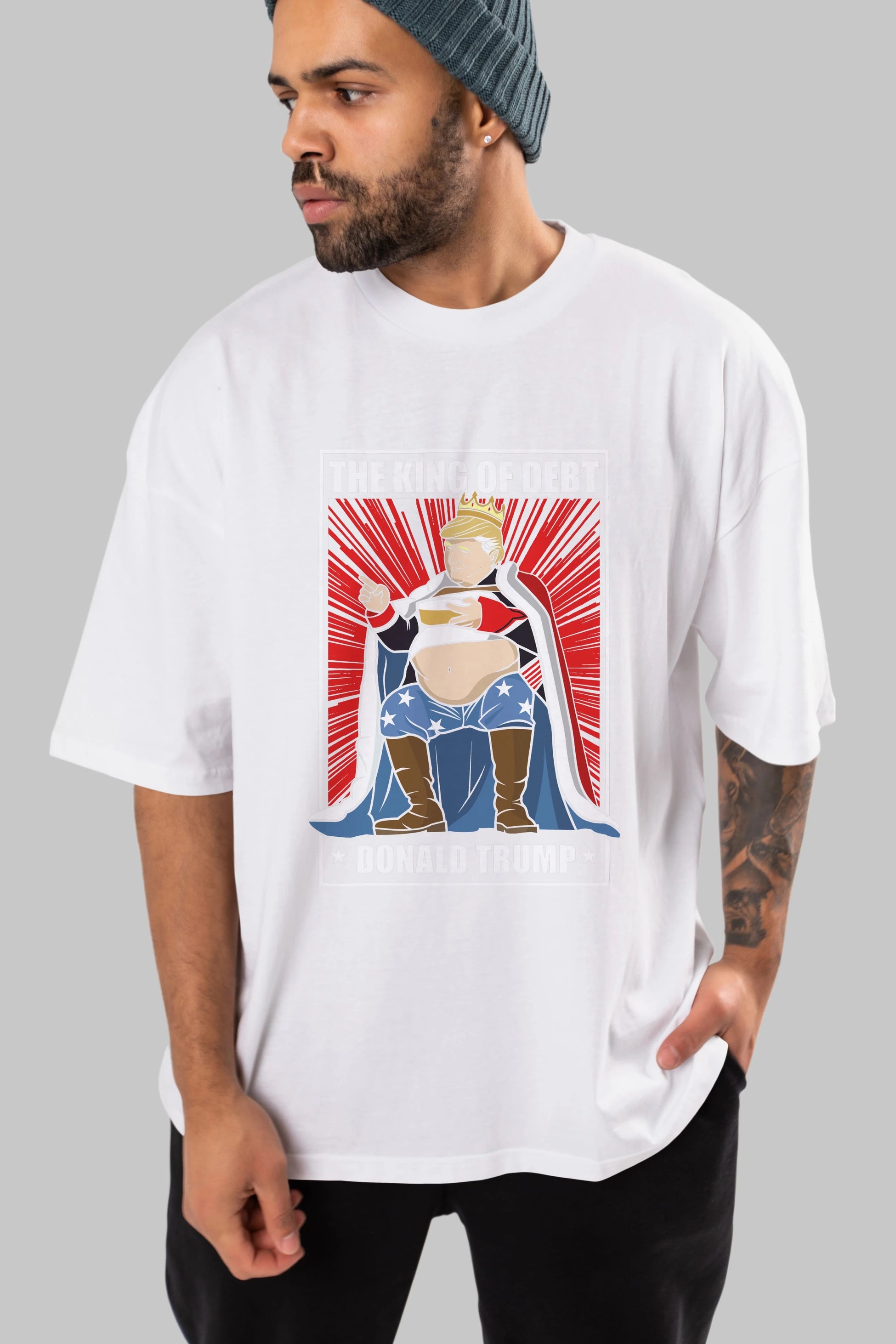 Trump King Ön Baskılı Oversize t-shirt Erkek Kadın Unisex %100 Pamuk tişort