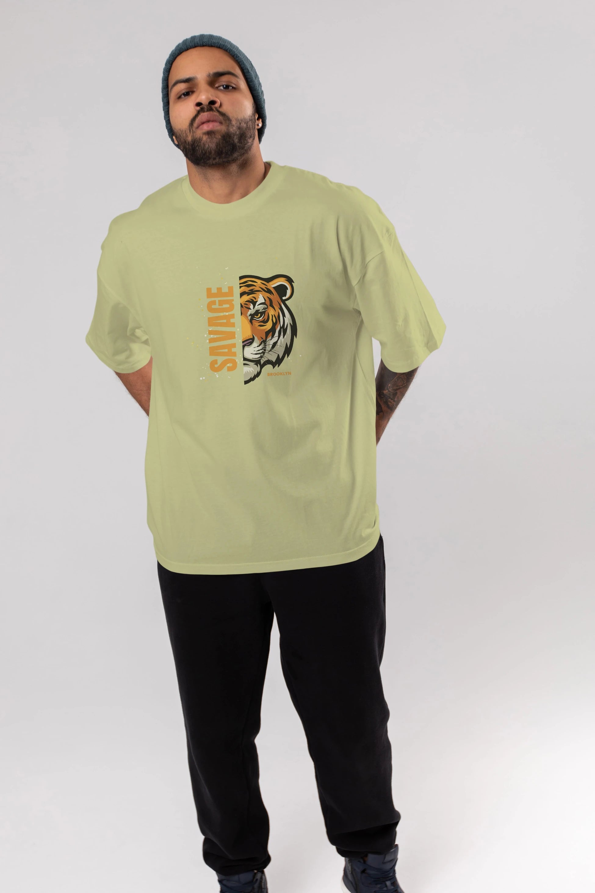 Savage Brooklyn Yazılı Ön Baskılı Oversize t-shirt Erkek Kadın Unisex