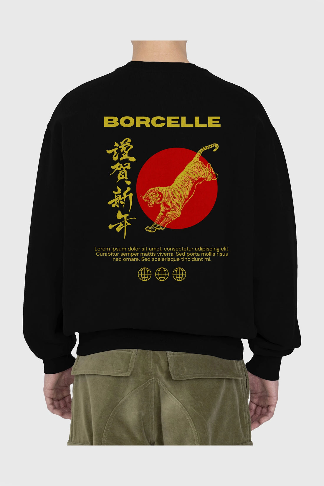 Borcelle Tiger Streetwear Arka Baskılı Oversize Sweatshirt Erkek Kadın Unisex