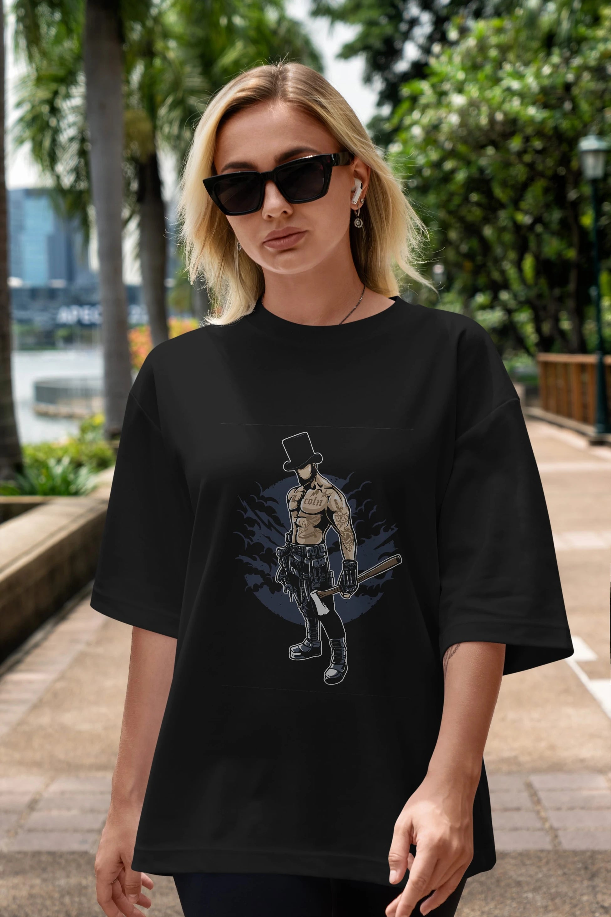 Lincoln Ön Baskılı Oversize t-shirt Erkek Kadın Unisex %100 Pamuk tişort