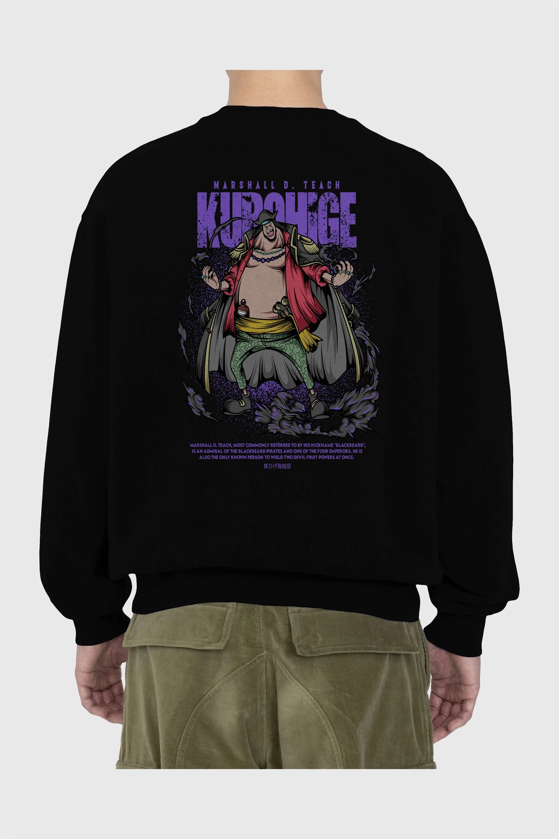 Marshall D. Teach Anime Arka Baskılı Oversize Sweatshirt Erkek Kadın Unisex