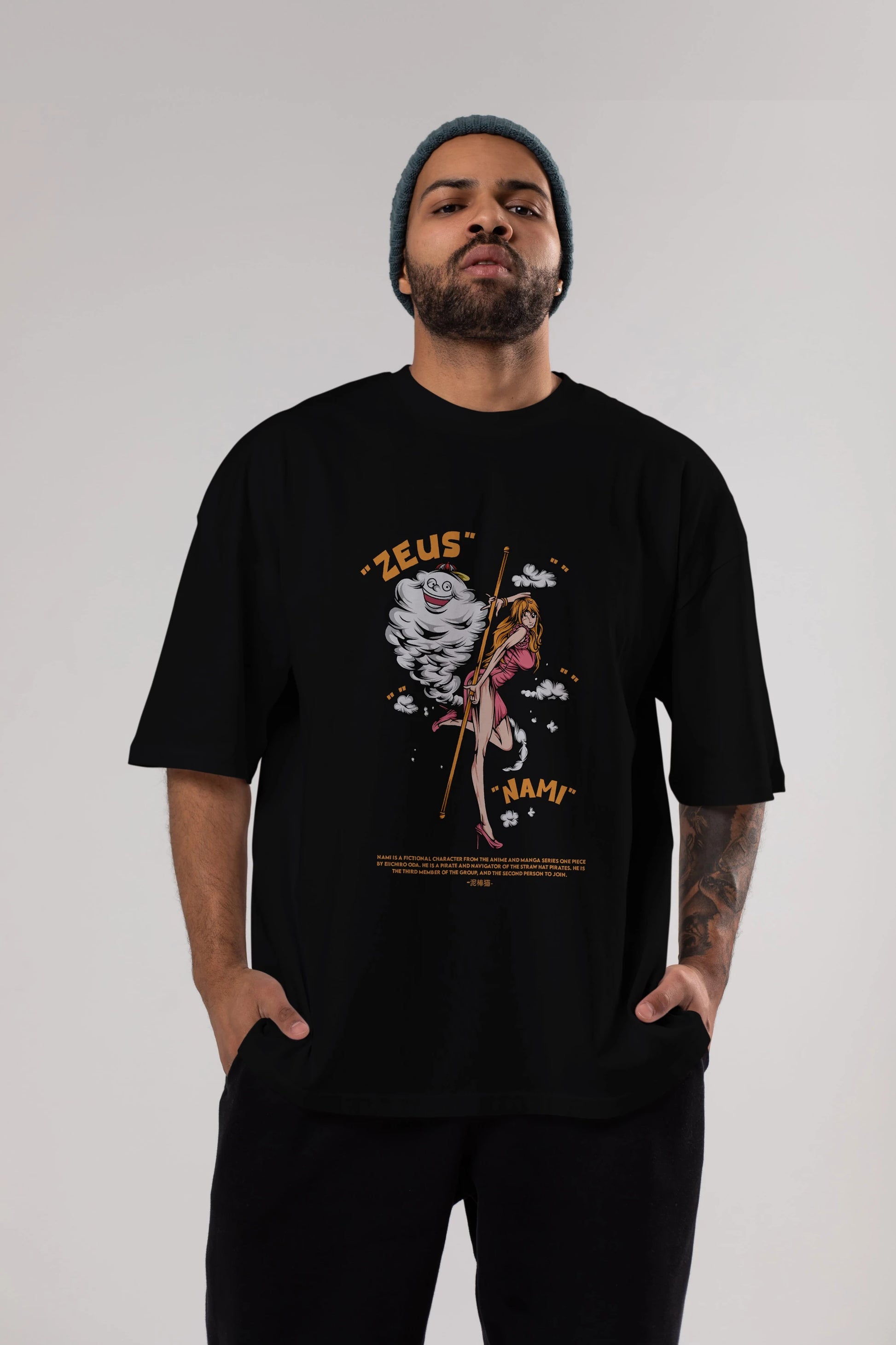 Zeus Nami Anime Ön Baskılı Oversize t-shirt %100 pamuk Erkek Kadın Unisex