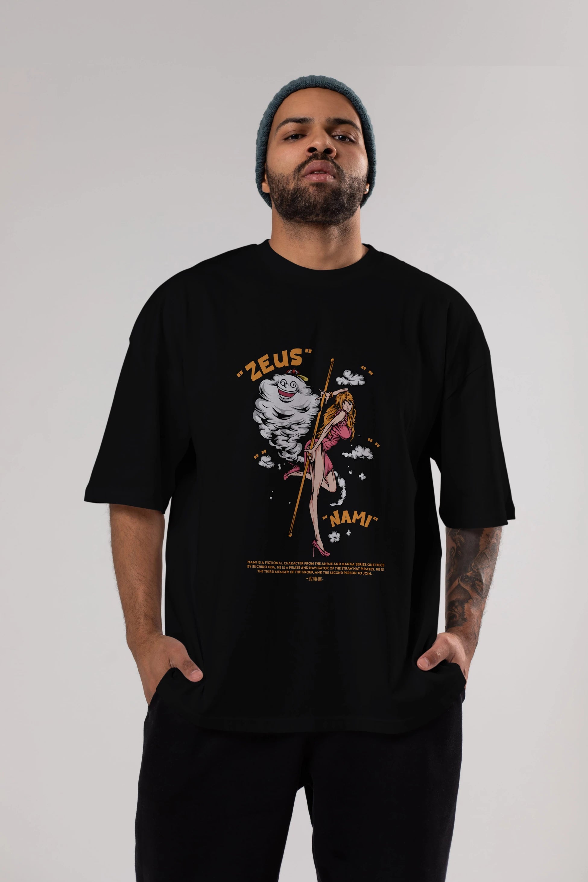 Zeus Nami Anime Ön Baskılı Oversize t-shirt %100 pamuk Erkek Kadın Unisex