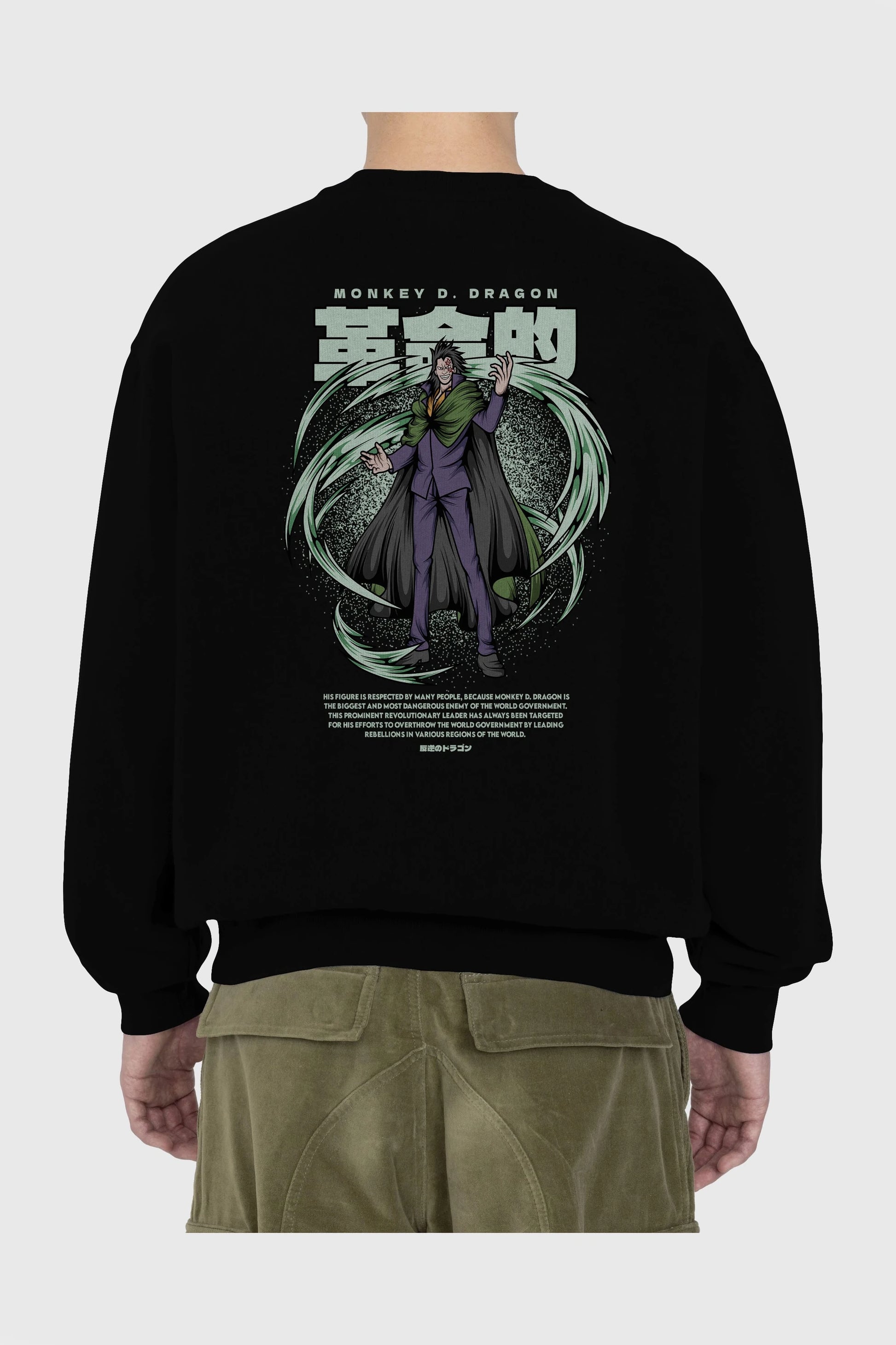 Monkey D. Dragon Anime Arka Baskılı Oversize Sweatshirt Erkek Kadın Unisex