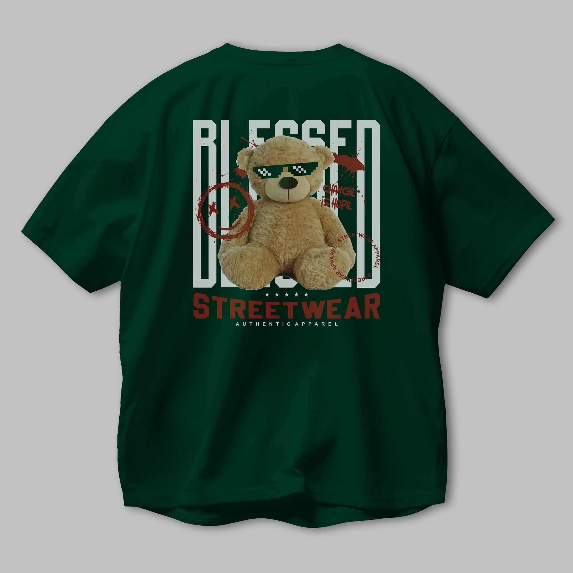 Blessed Bear Arka Baskılı Oversize t-shirt Erkek Kadın Unisex