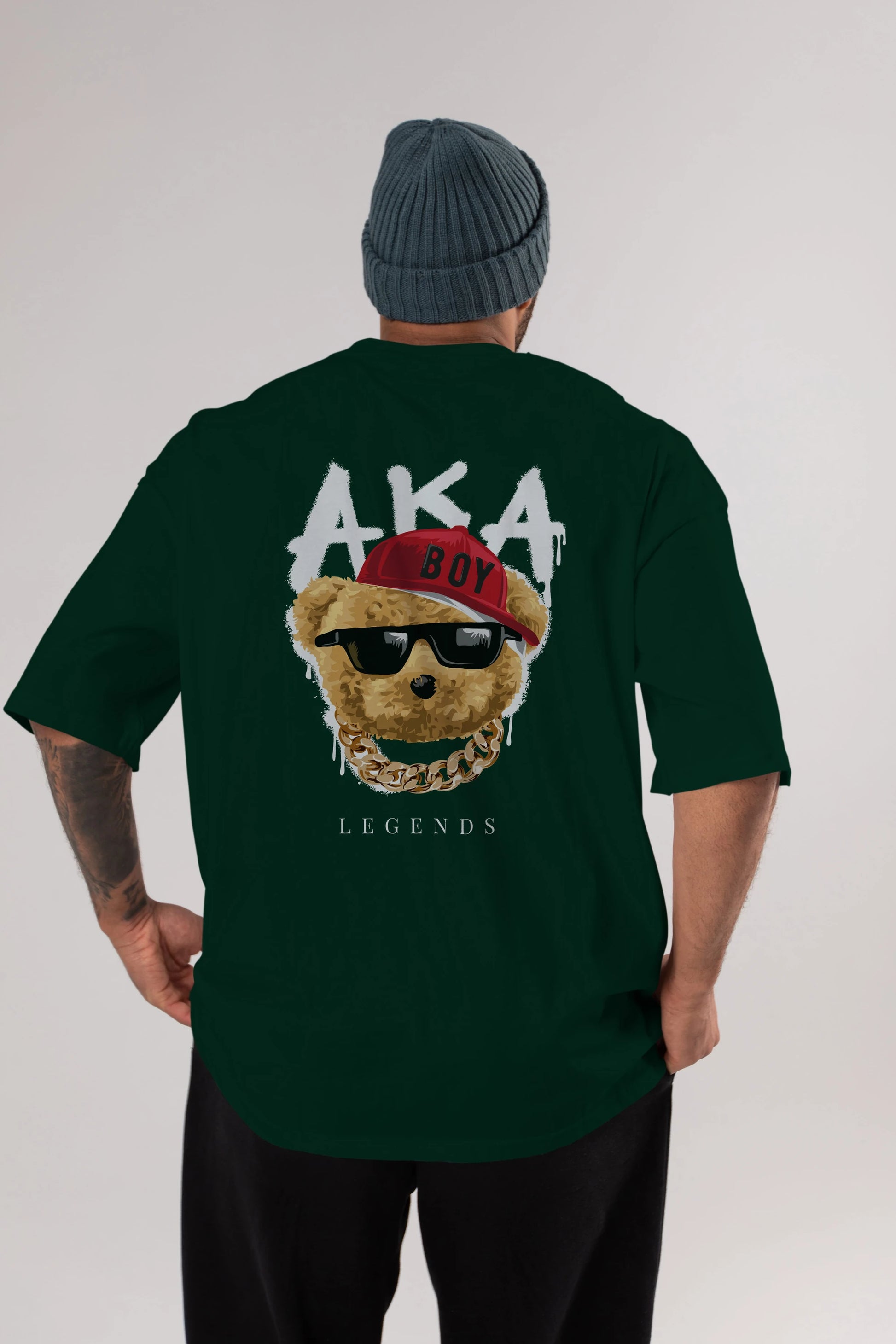Teddy Bear Legends Arka Baskılı Oversize t-shirt Erkek Kadın Unisex %100 Pamuk