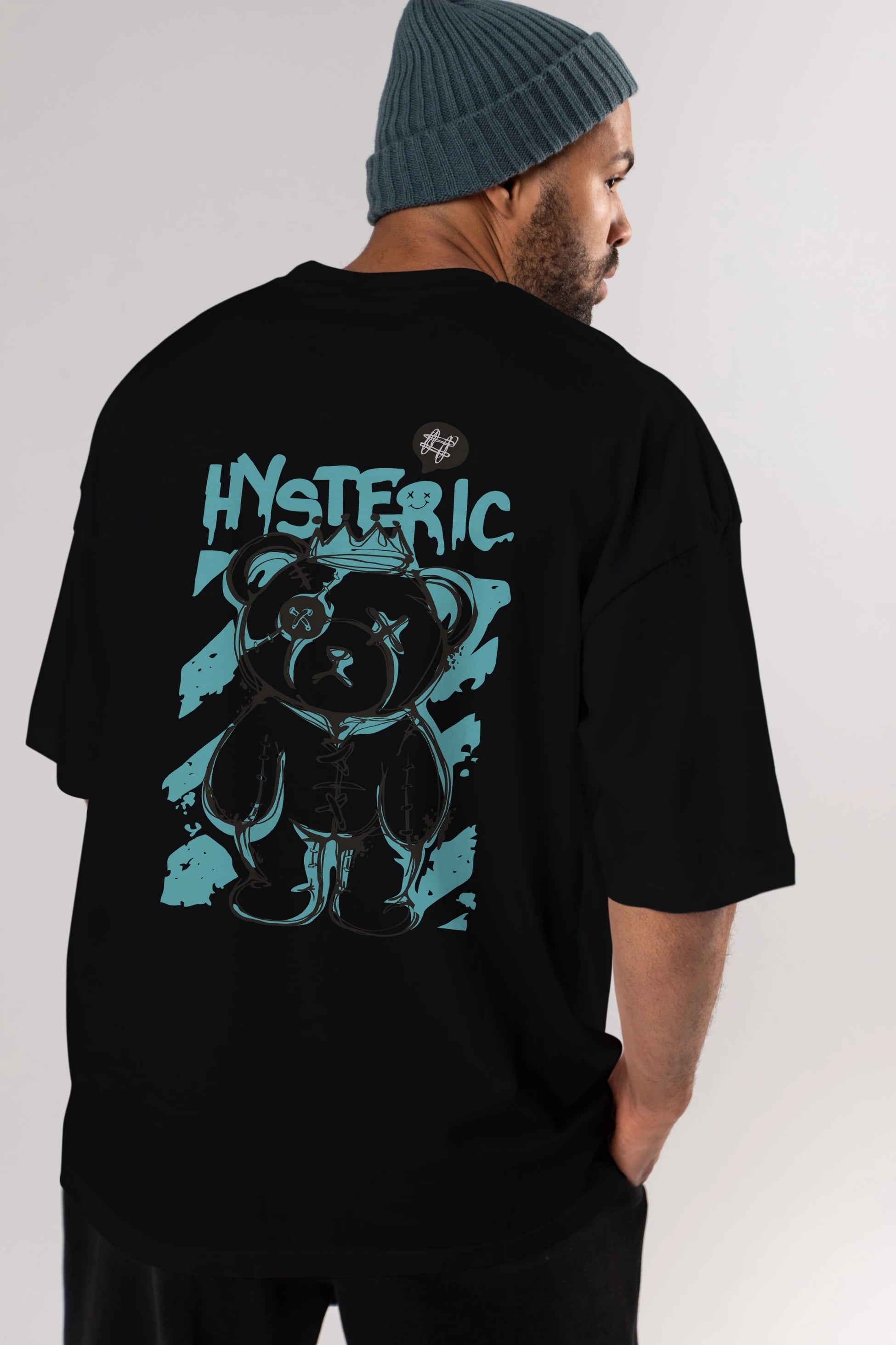 Hysteric Bear Arka Baskılı Oversize t-shirt Erkek Kadın Unisex