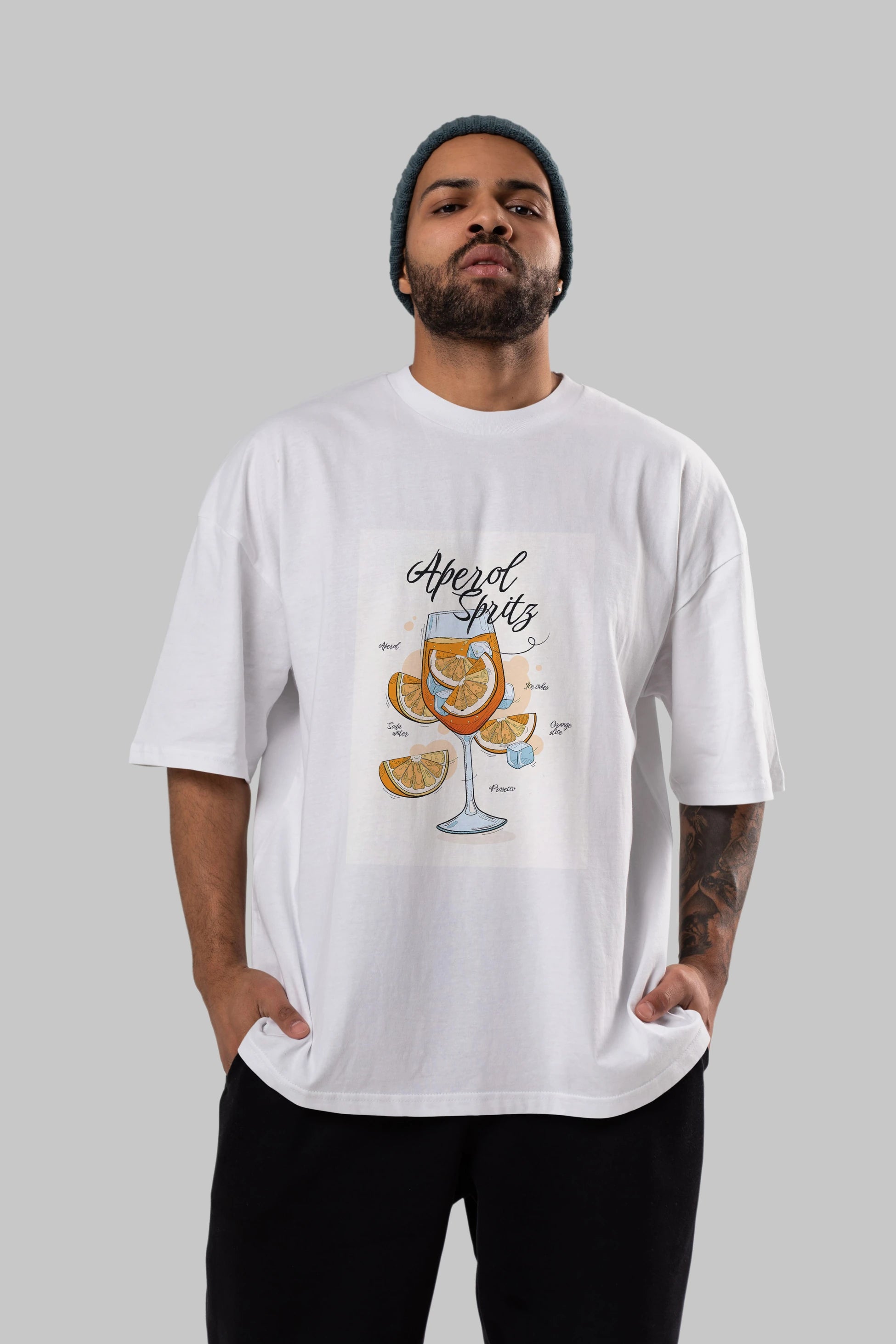 Aperol Spritz 6 Ön Baskılı Oversize t-shirt Erkek Kadın Unisex %100 Pamuk Bisiklet Yaka tişort