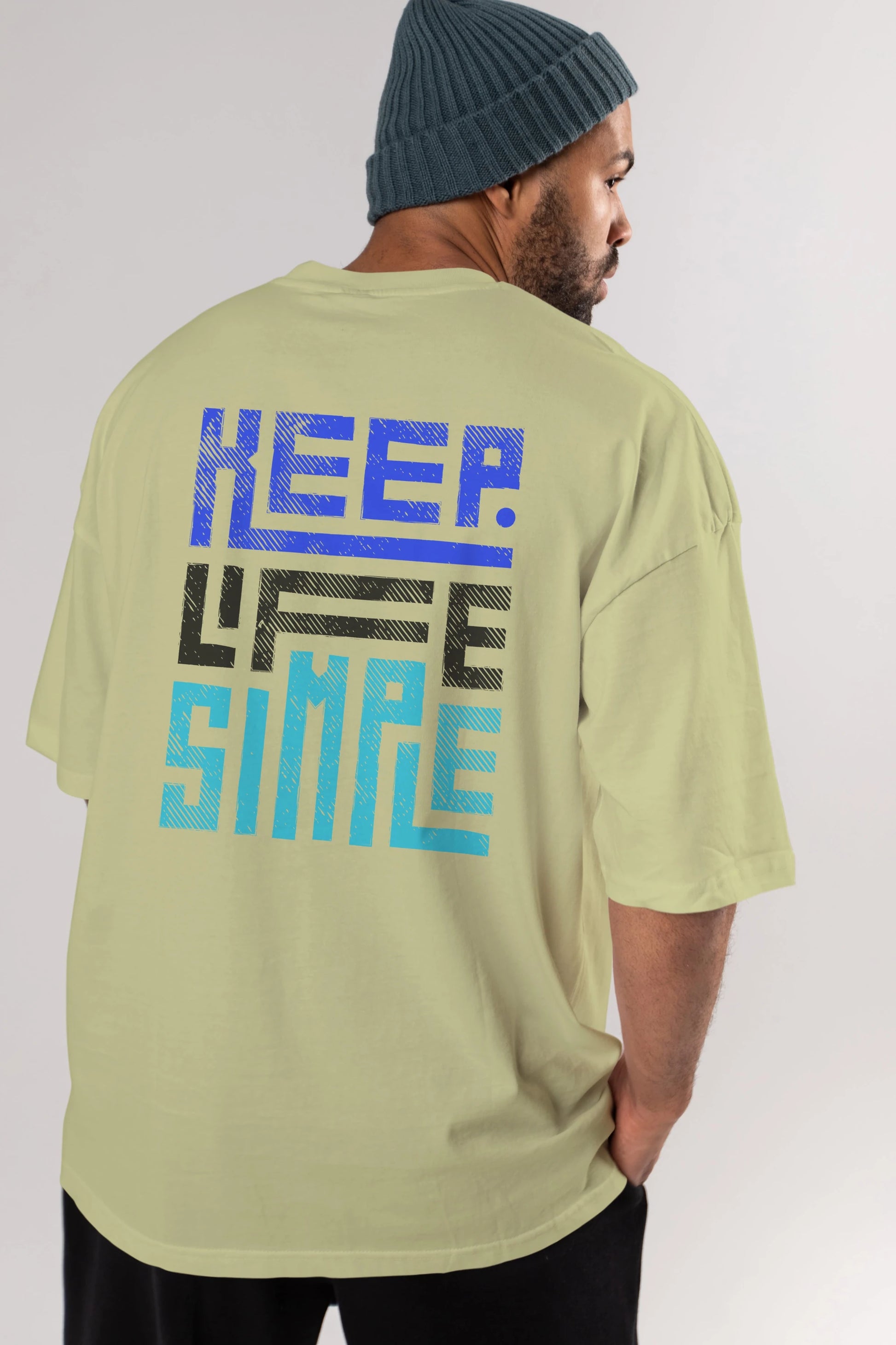 Keep Life Simple Yazılı Arka Baskılı Oversize t-shirt Erkek Kadın Unisex