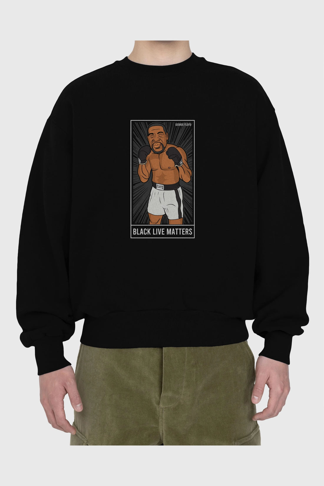 George Floyd Boxer Ön Baskılı Oversize Sweatshirt Erkek Kadın Unisex
