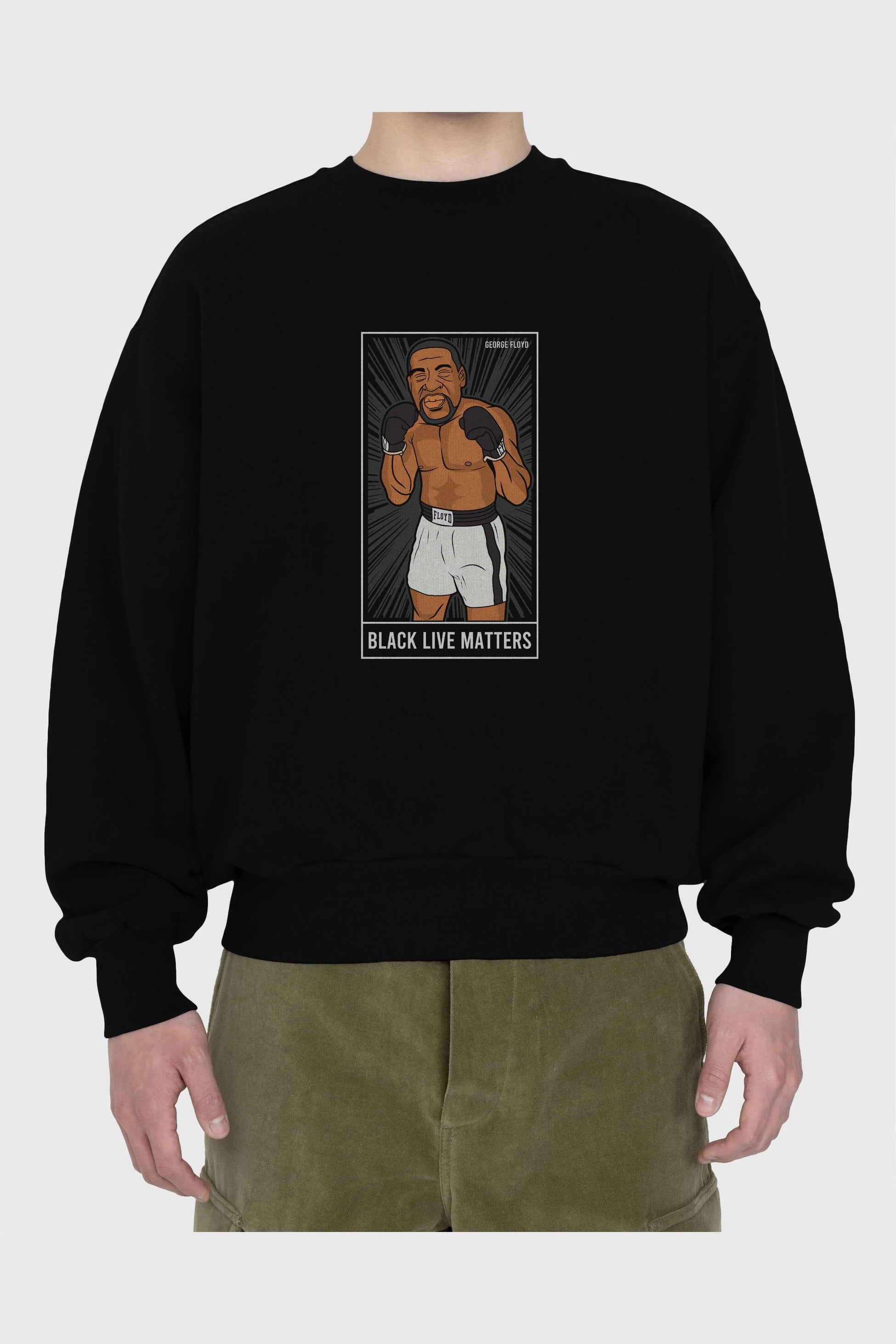 George Floyd Boxer Ön Baskılı Oversize Sweatshirt Erkek Kadın Unisex