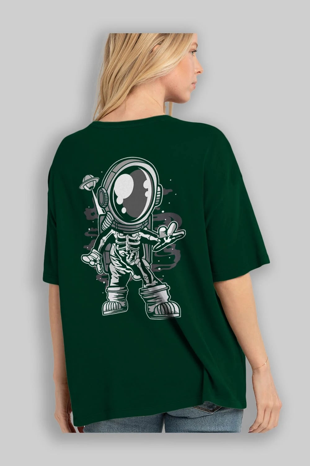 Space Skeleton Arka Baskılı Oversize t-shirt Erkek Kadın Unisex