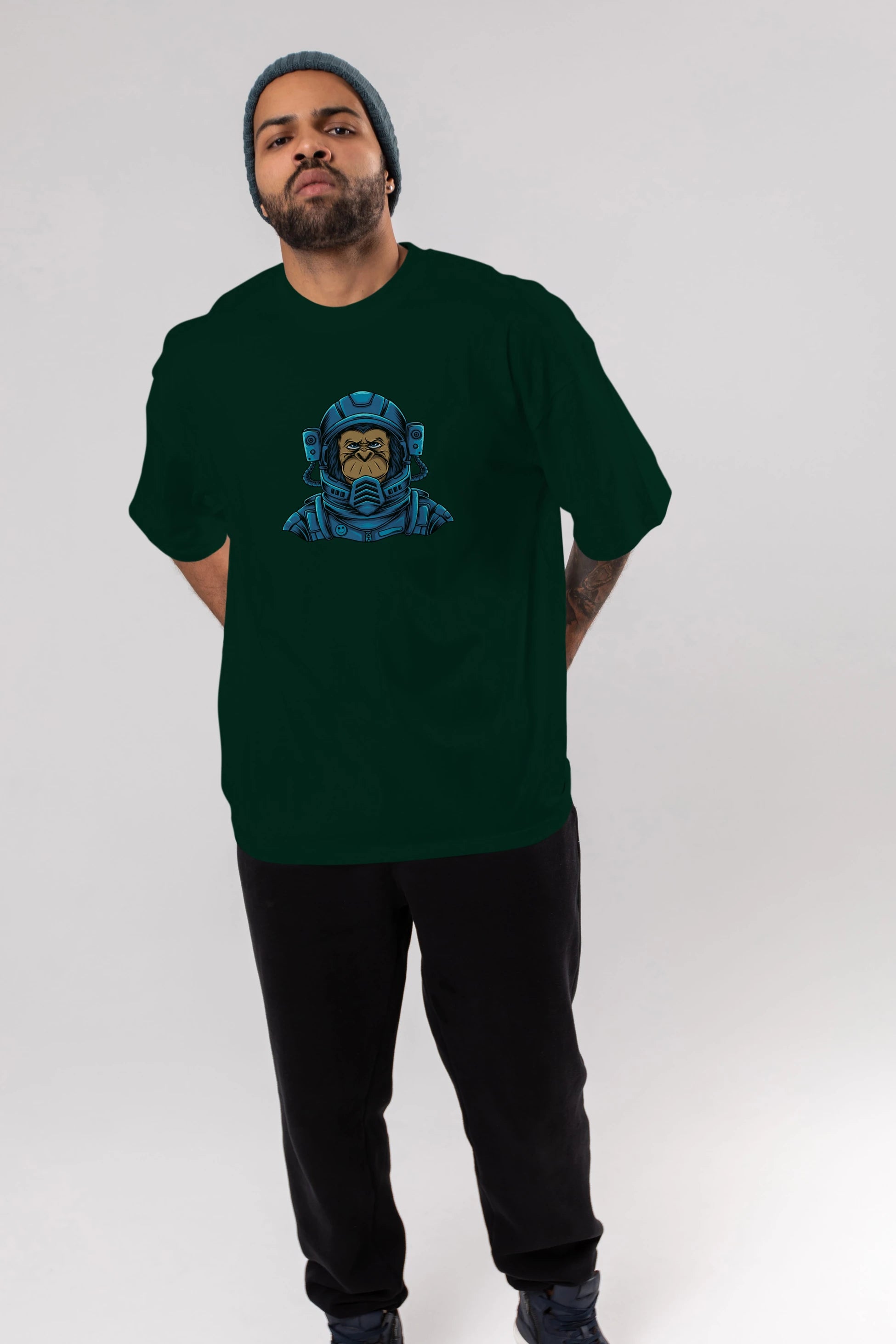Astromonkey Ön Baskılı Oversize t-shirt Erkek Kadın Unisex