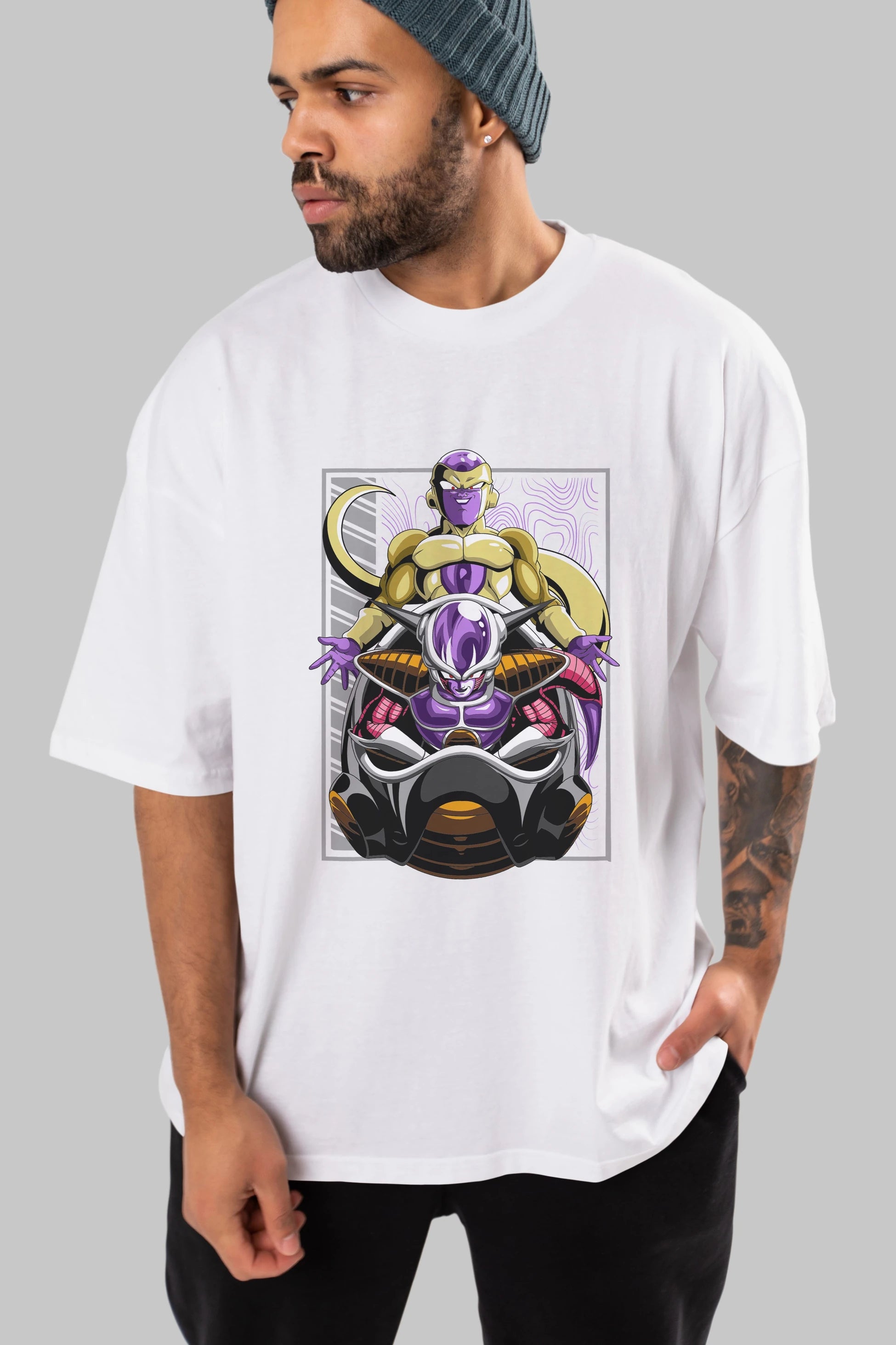 DragonBall Freezer Anime Ön Baskılı Oversize t-shirt %100 pamuk Erkek Kadın Unisex