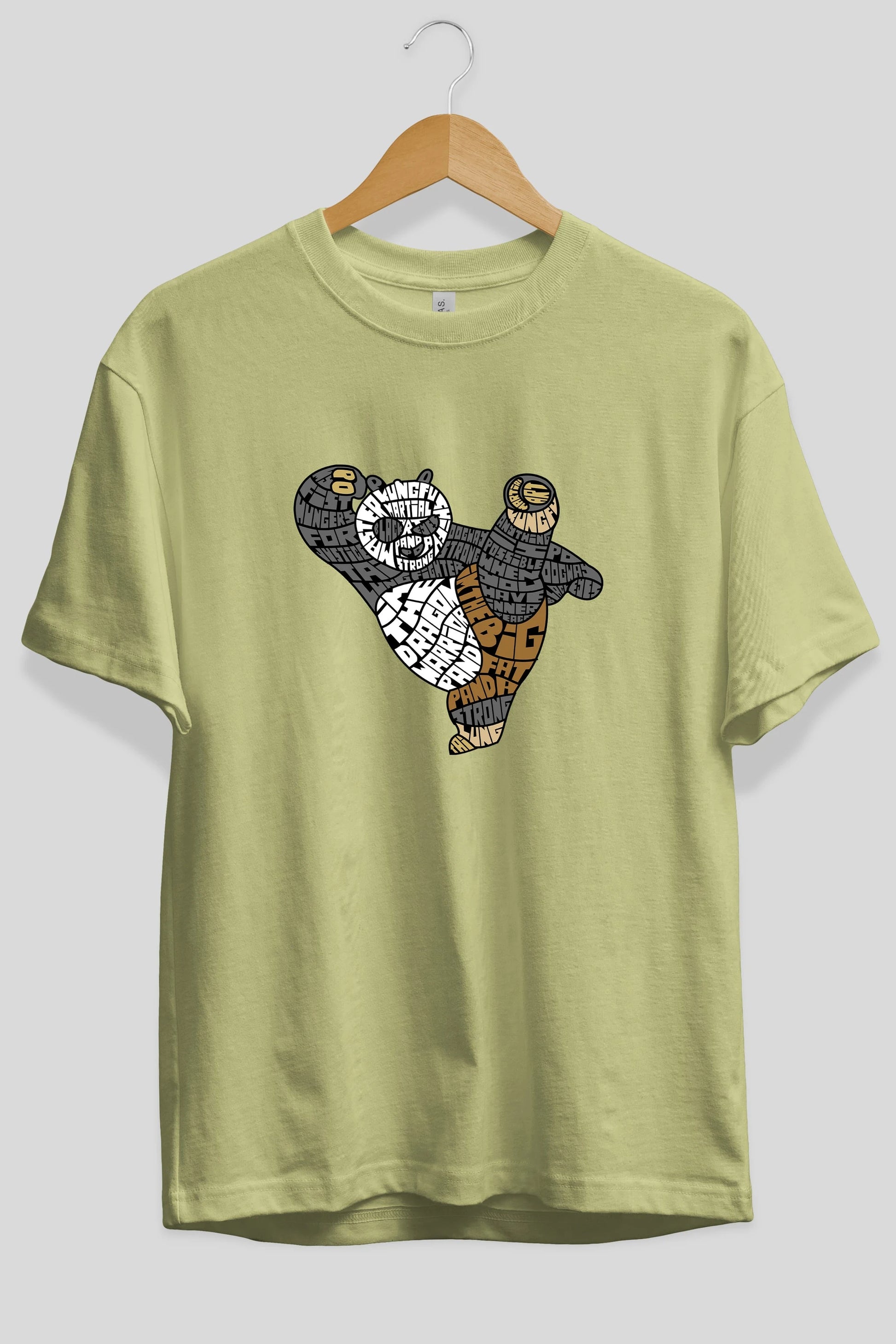 Warrior Panda Ön Baskılı Oversize t-shirt %100 pamuk Erkek Kadın Unisex