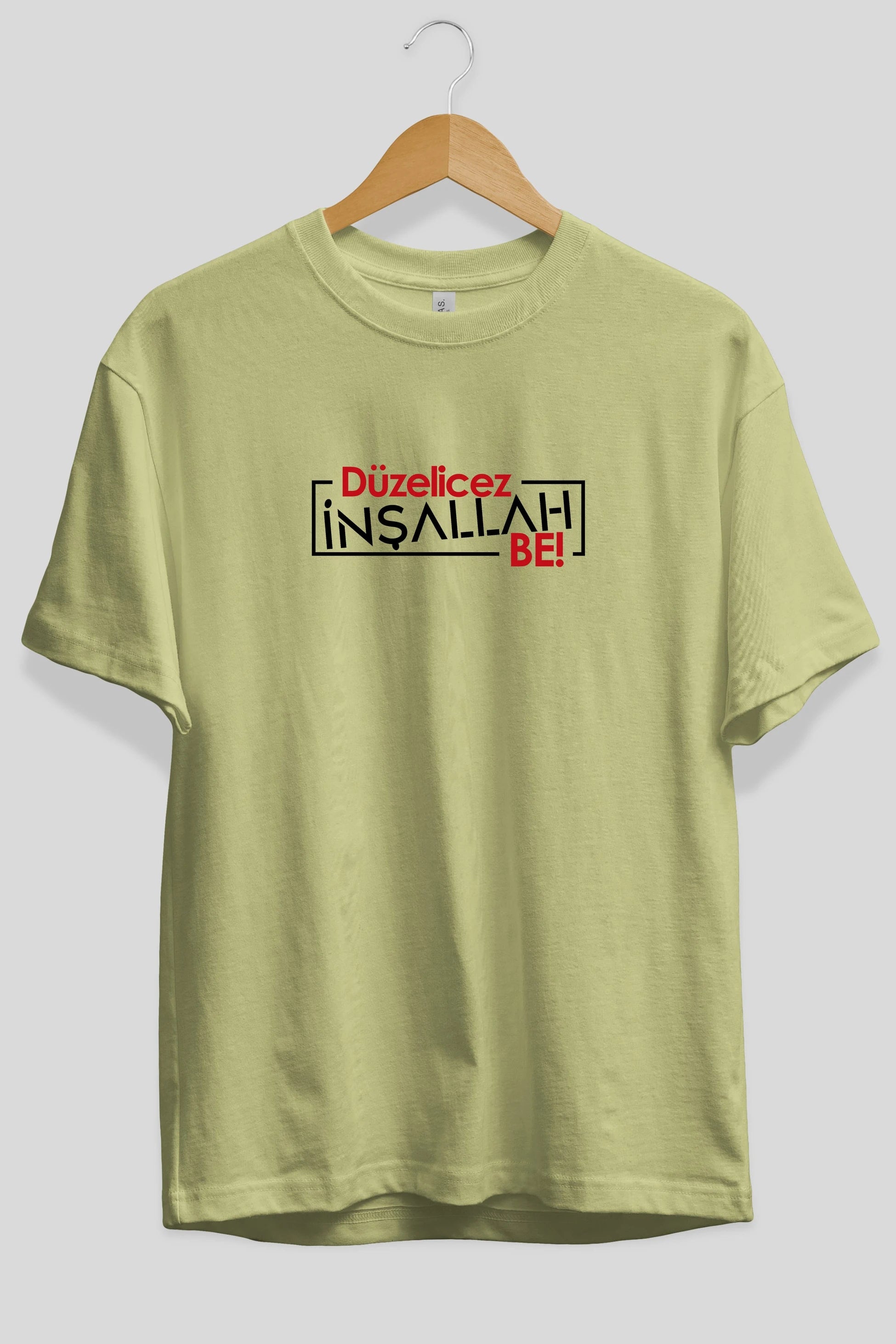 Düzelicez İnşallah Be Ön Baskılı Oversize t-shirt %100 pamuk Erkek Kadın Unisex