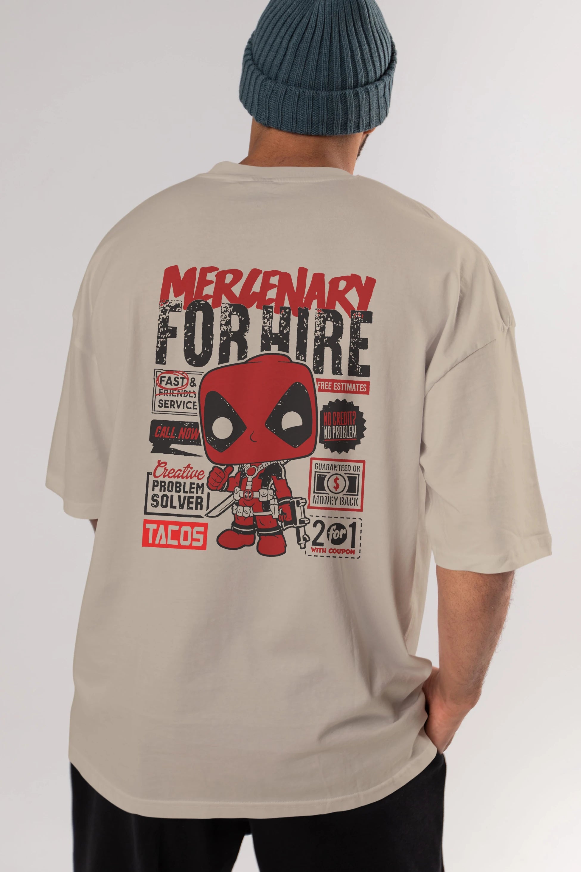 Deadpool (18) Arka Baskılı Oversize t-shirt Erkek Kadın Unisex %100 Pamuk Bisiklet Yaka tişort