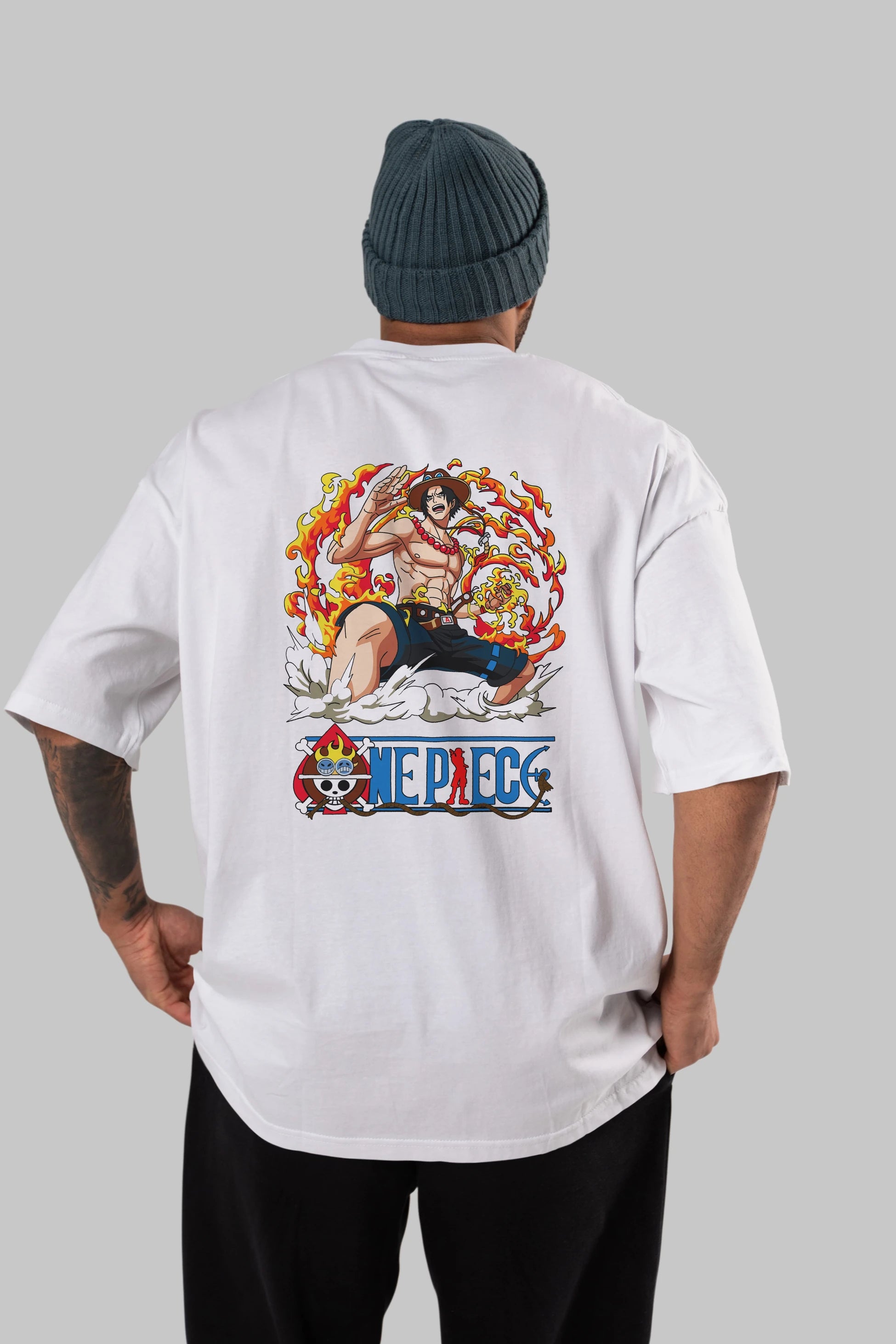 One Piece Anime Arka Baskılı Oversize t-shirt Erkek Kadın Unisex %100 pamuk tişort