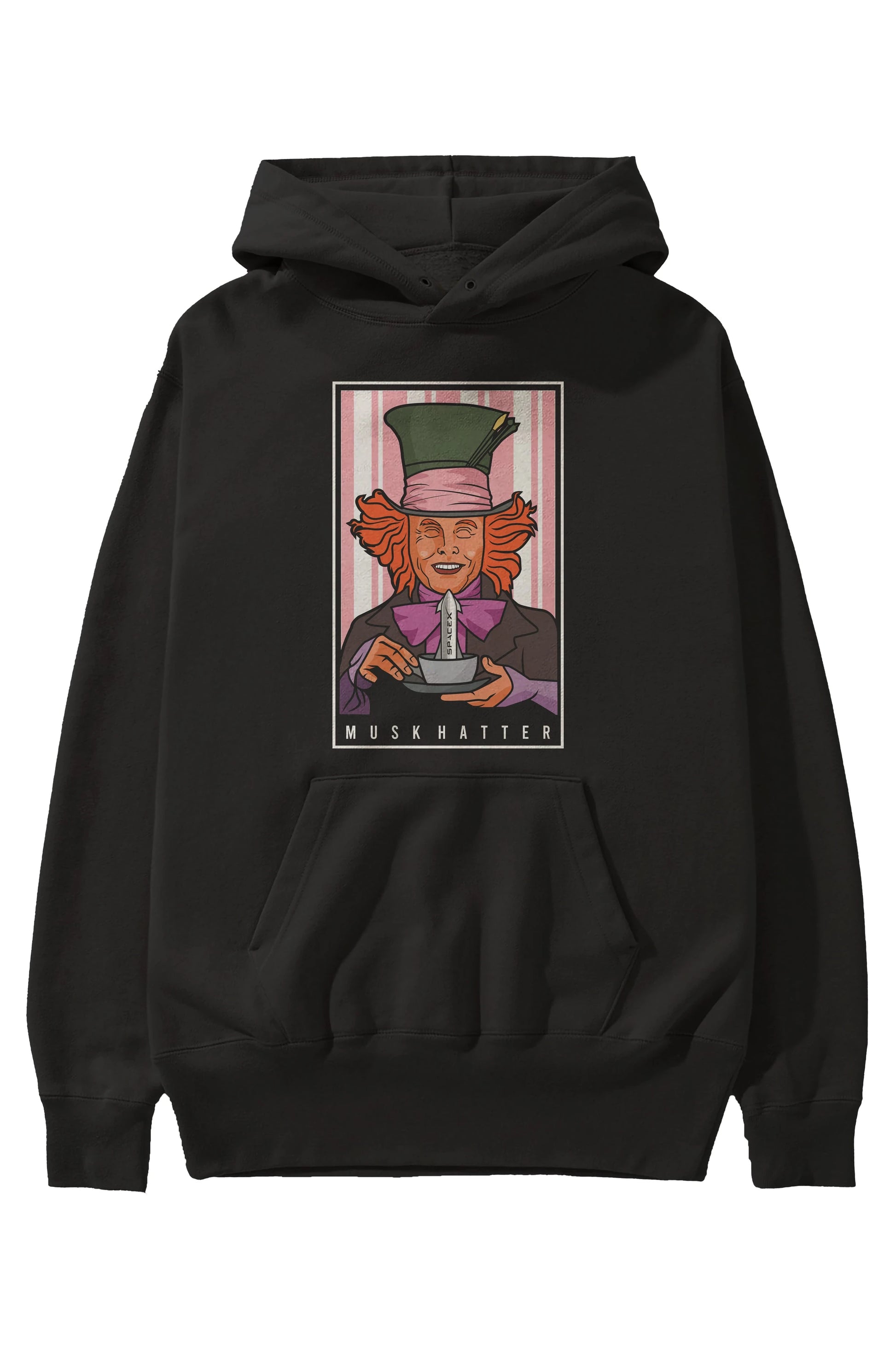 Mad Hatter Elon Musk Ön Baskılı Hoodie Oversize Kapüşonlu Sweatshirt Erkek Kadın Unisex