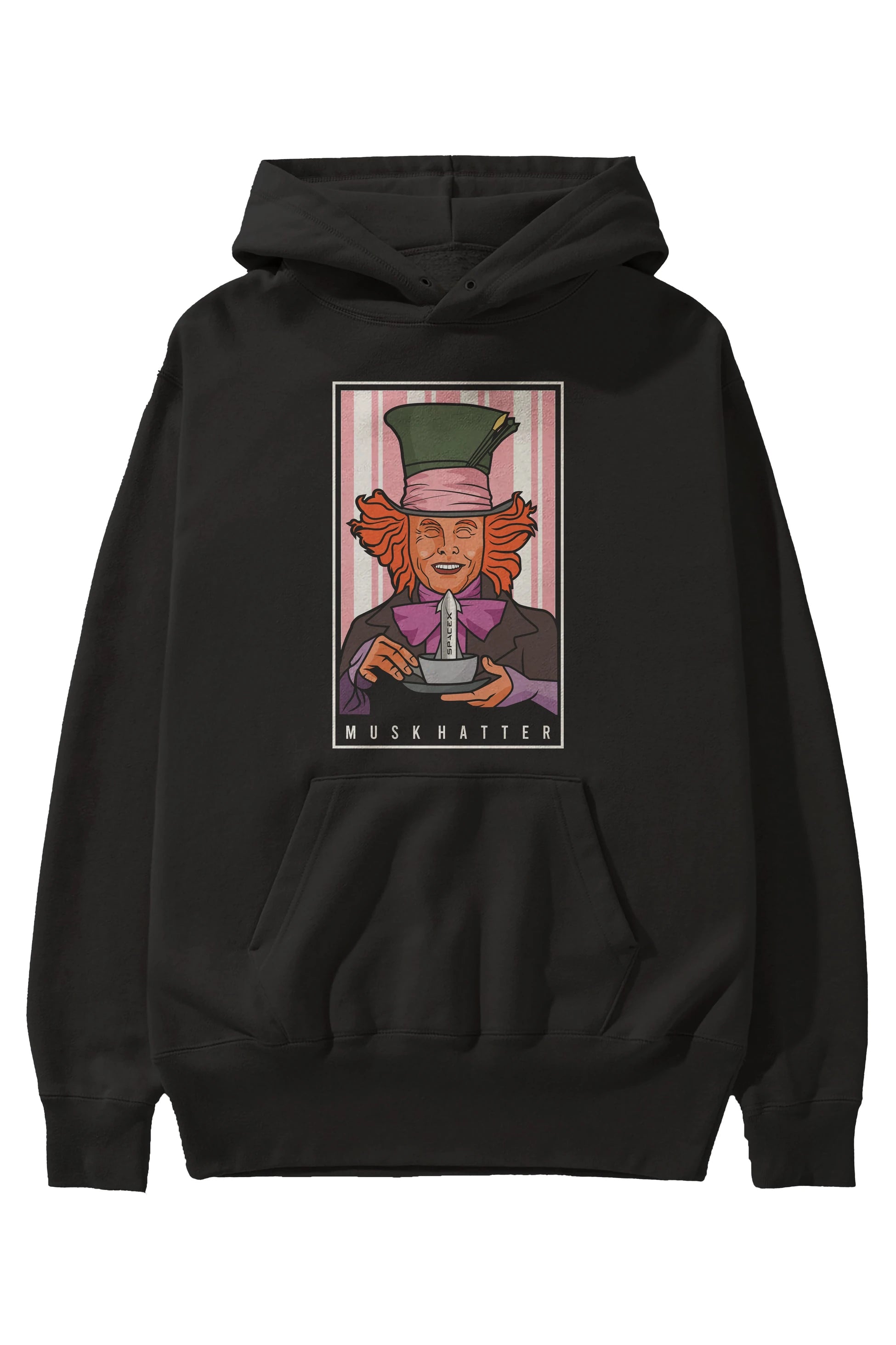Mad Hatter Elon Musk Ön Baskılı Hoodie Oversize Kapüşonlu Sweatshirt Erkek Kadın Unisex