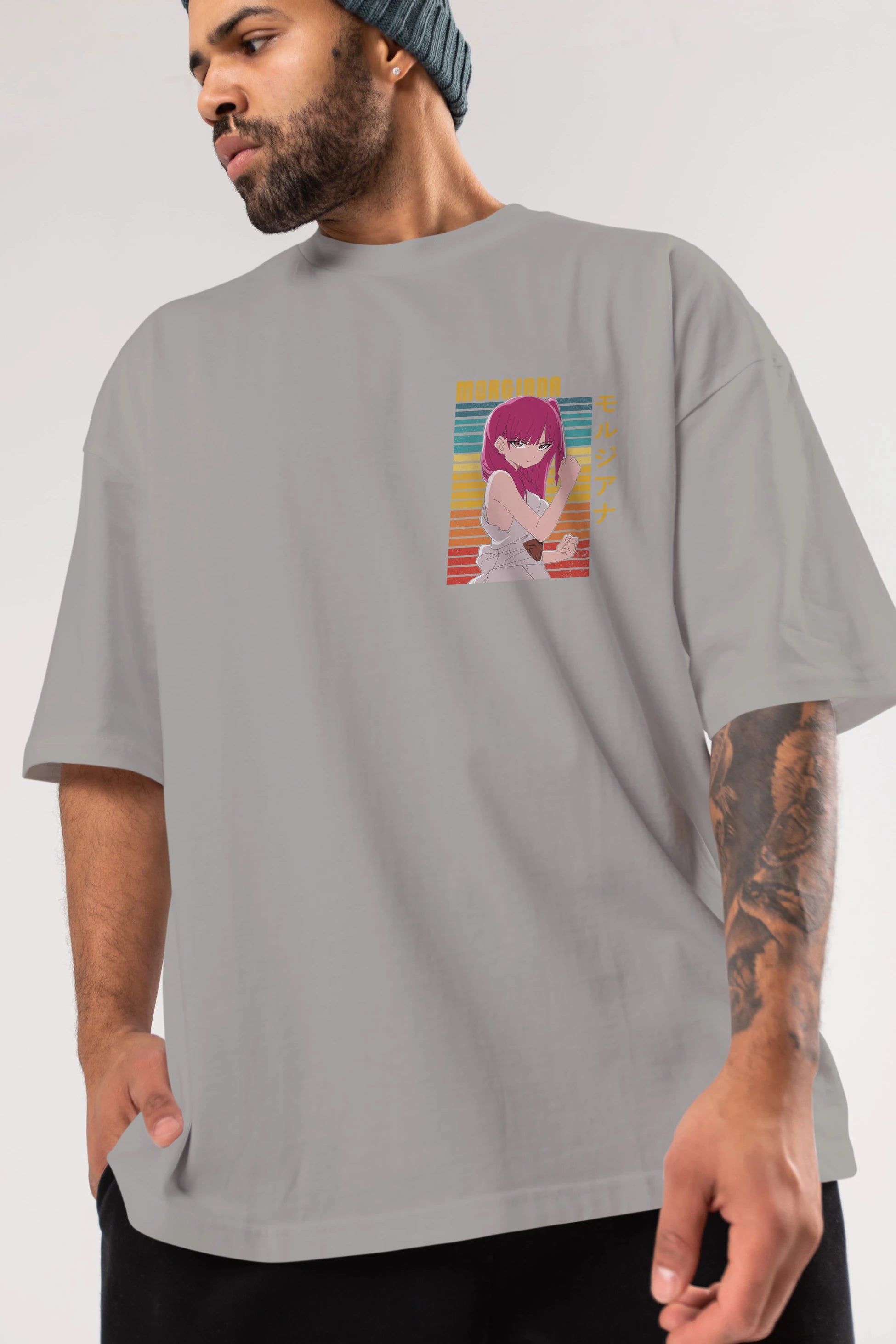 Morgiana 3 Ön Sol Baskılı Oversize t-shirt Erkek Kadın Unisex %100 Pamuk Bisiklet Yaka tişort