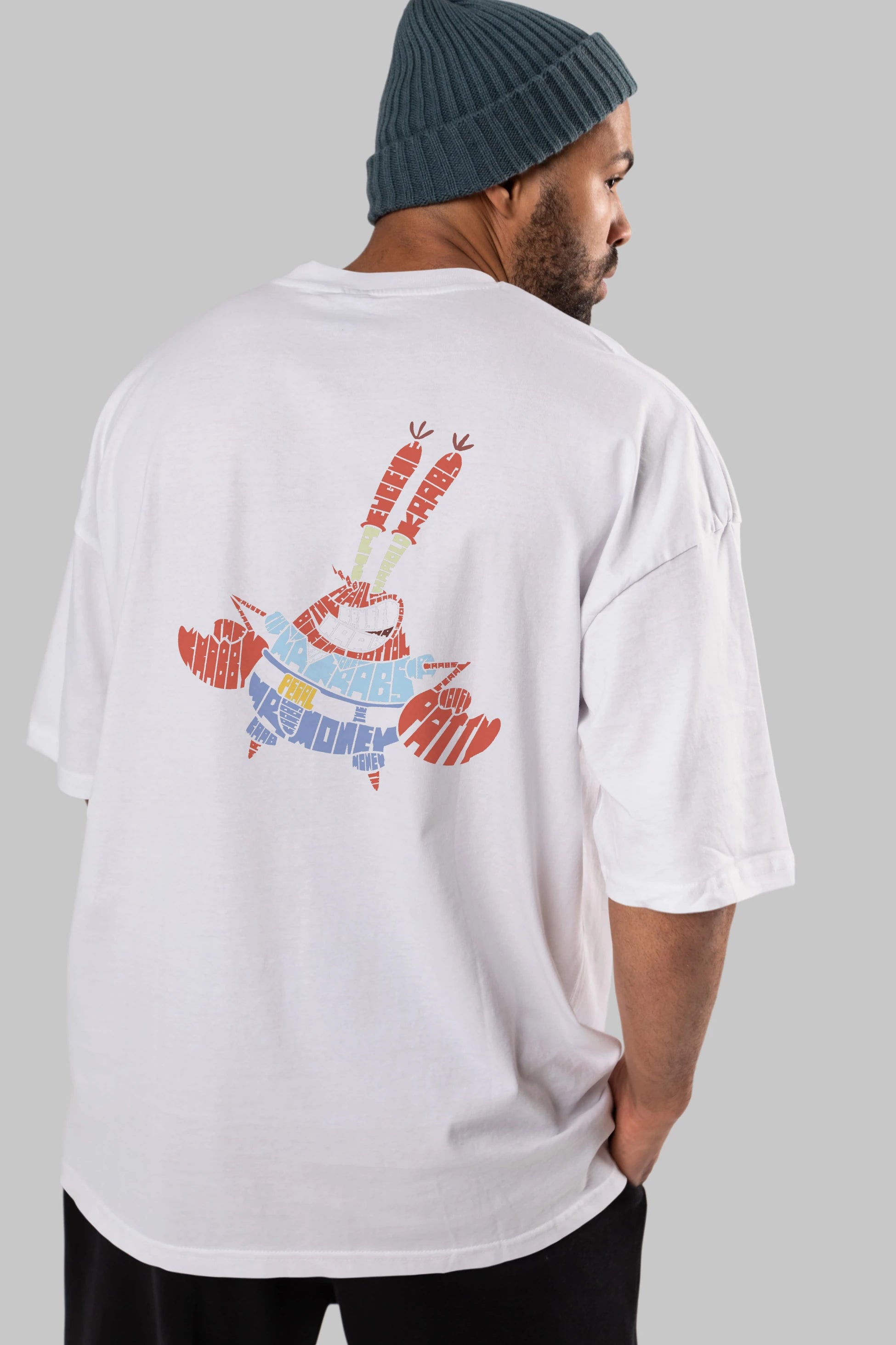 Mr Krabs Arka Baskılı Oversize t-shirt %100 pamuk Erkek Kadın Unisex
