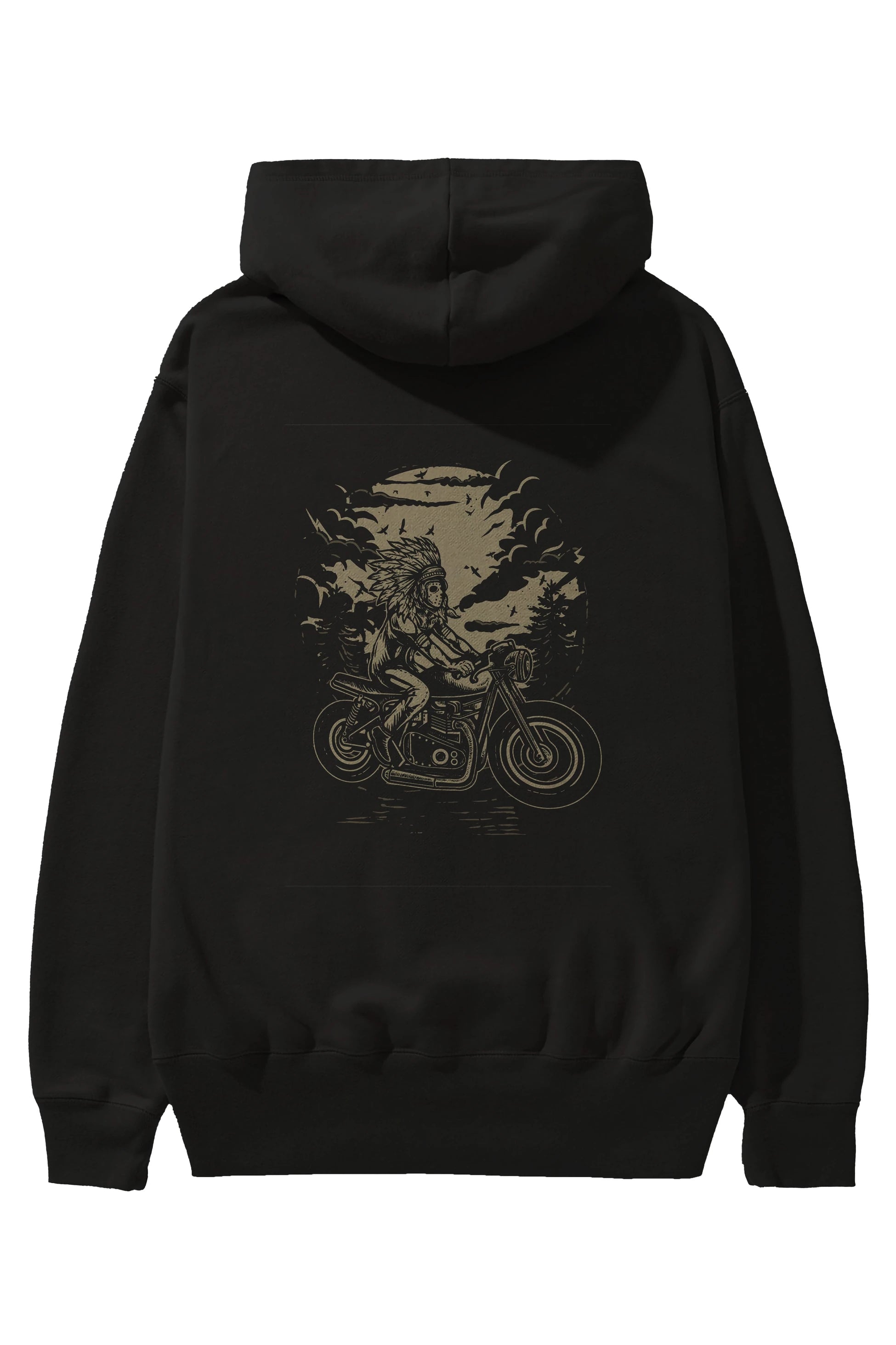 Indian Chief Rider Arka Baskılı Hoodie Oversize Kapüşonlu Sweatshirt Erkek Kadın Unisex
