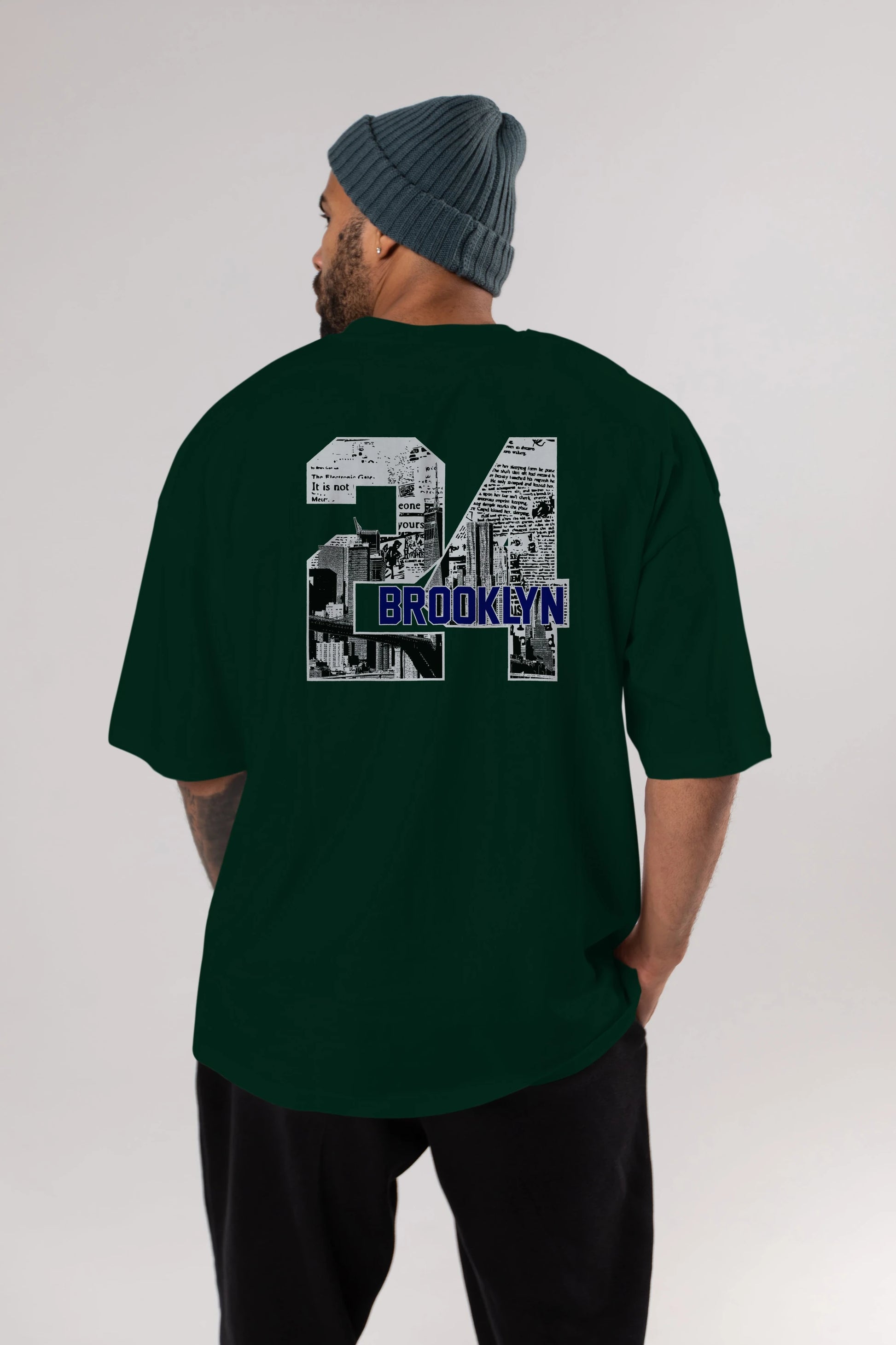 Brooklyn 24 Arka Baskılı Oversize t-shirt Erkek Kadın Unisex