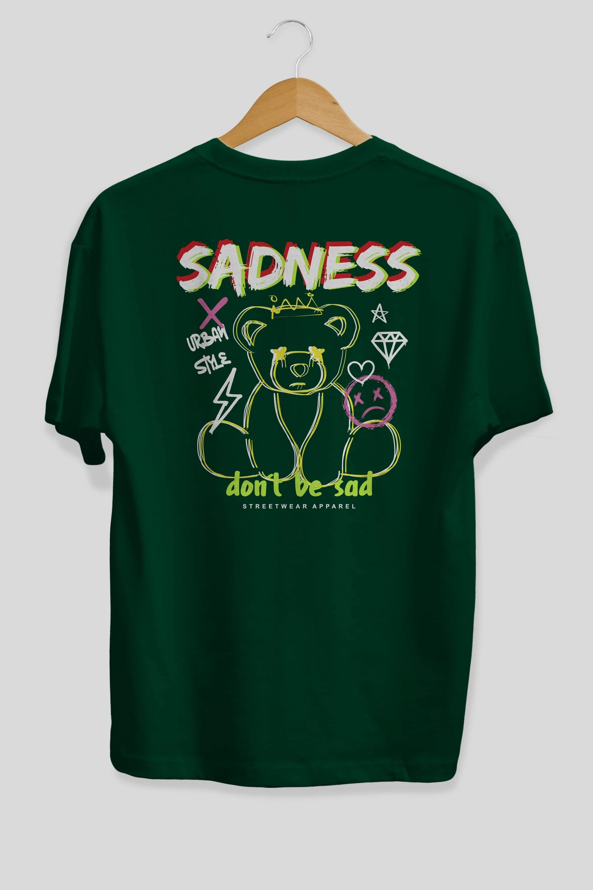 Teddy Bear Sadness Arka Baskılı Oversize t-shirt Erkek Kadın Unisex
