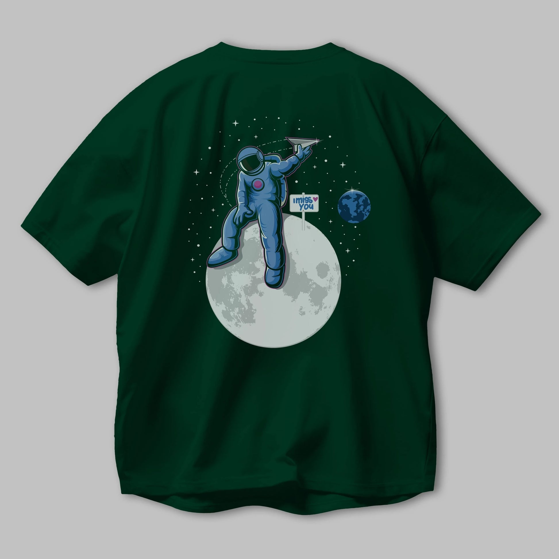 Astro Missing Earth Arka Baskılı Oversize t-shirt Erkek Kadın Unisex
