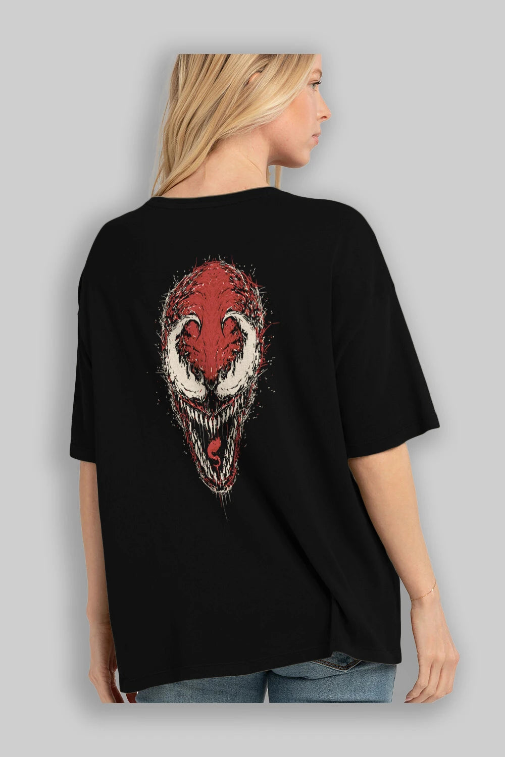Venom (12) Arka Baskılı Oversize t-shirt Erkek Kadın Unisex %100 Pamuk Bisiklet Yaka tişort
