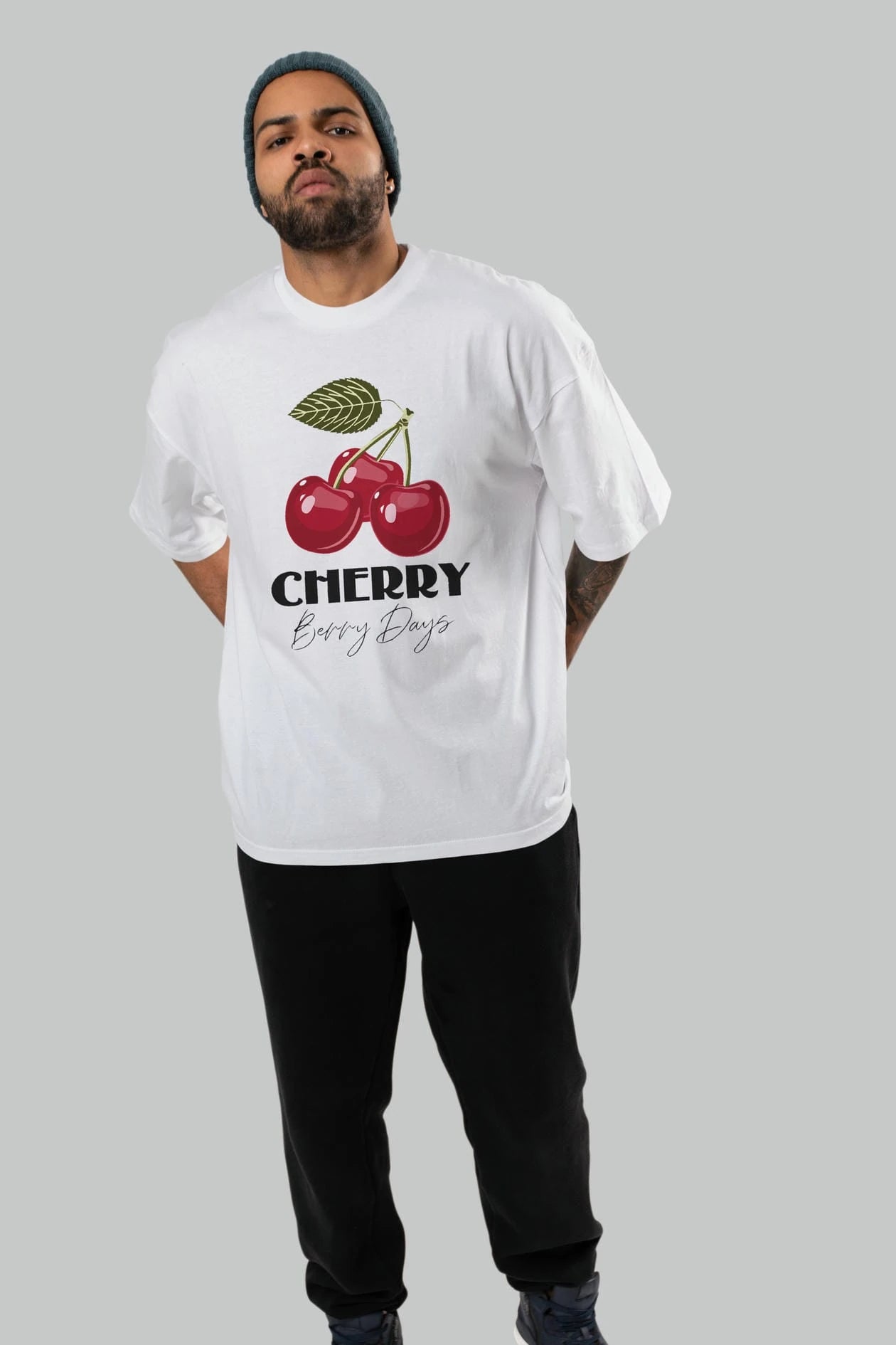 Cherry Cherries 12 Ön Baskılı Oversize t-shirt Erkek Kadın Pamuk Bisiklet Yaka tişort