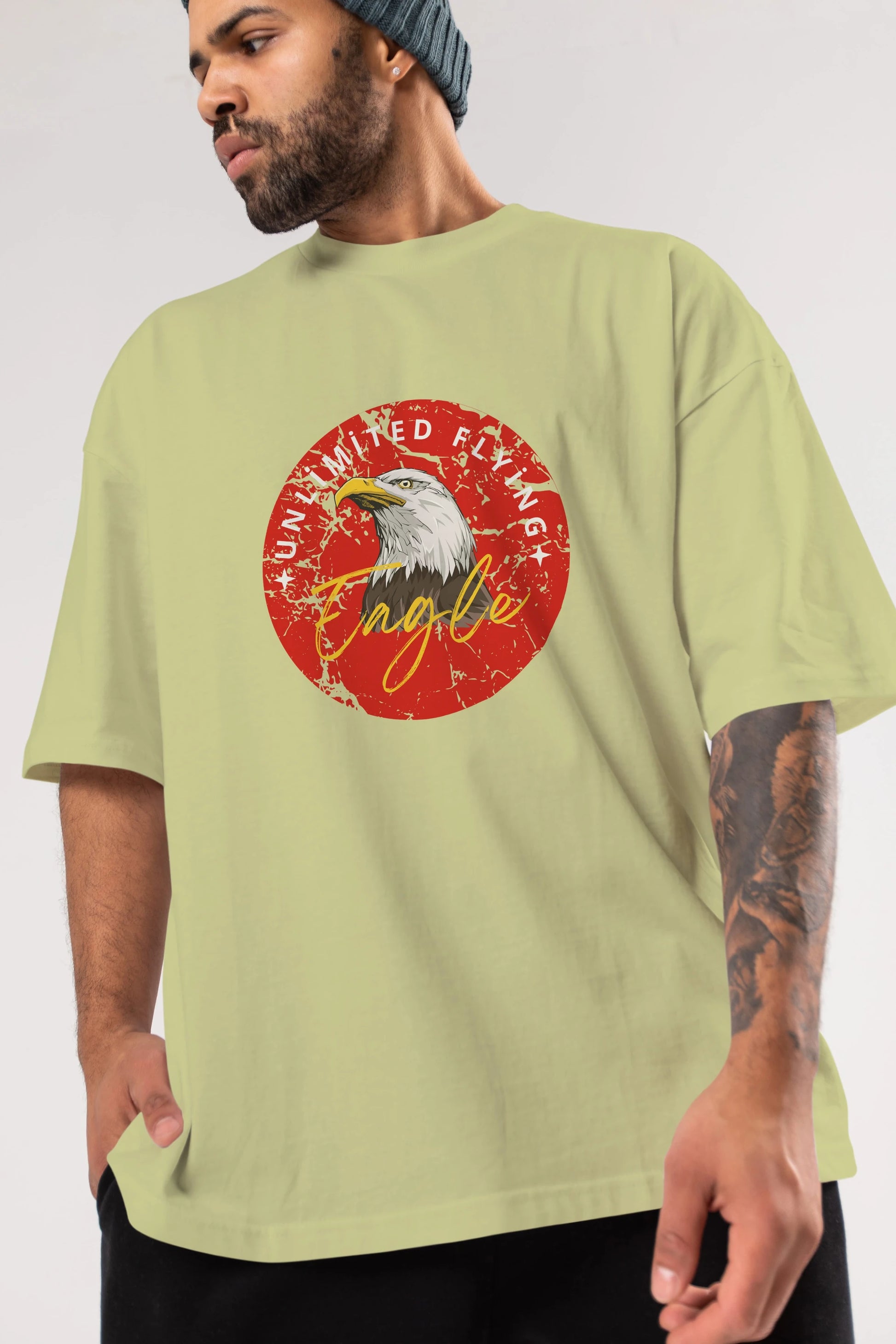 Unlimited Flying Yazılı Ön Baskılı Oversize t-shirt Erkek Kadın Unisex