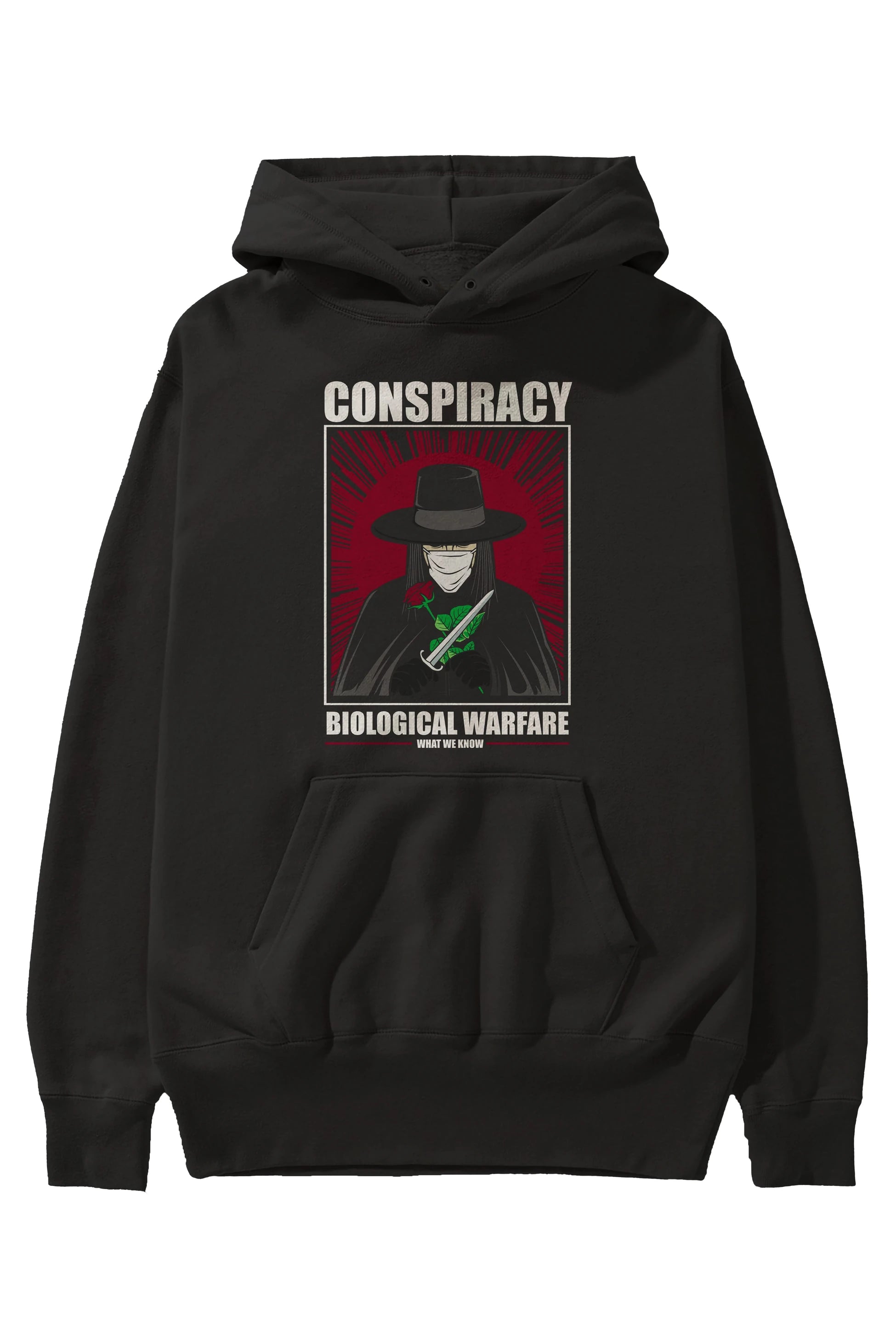 Vendetta Masker Ön Baskılı Hoodie Oversize Kapüşonlu Sweatshirt Erkek Kadın Unisex