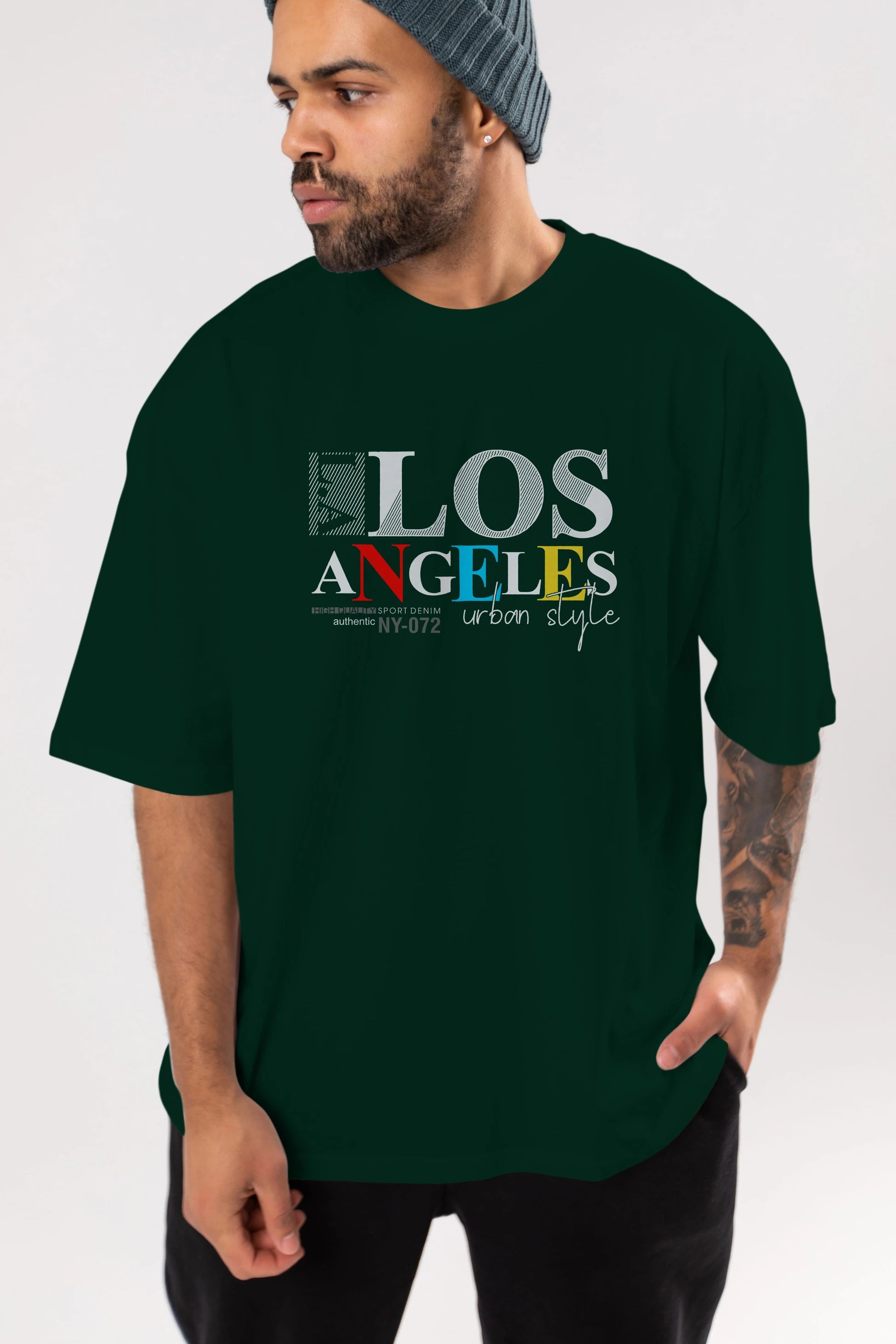 Los Angeles Style Ön Baskılı Oversize t-shirt Erkek Kadın Unisex