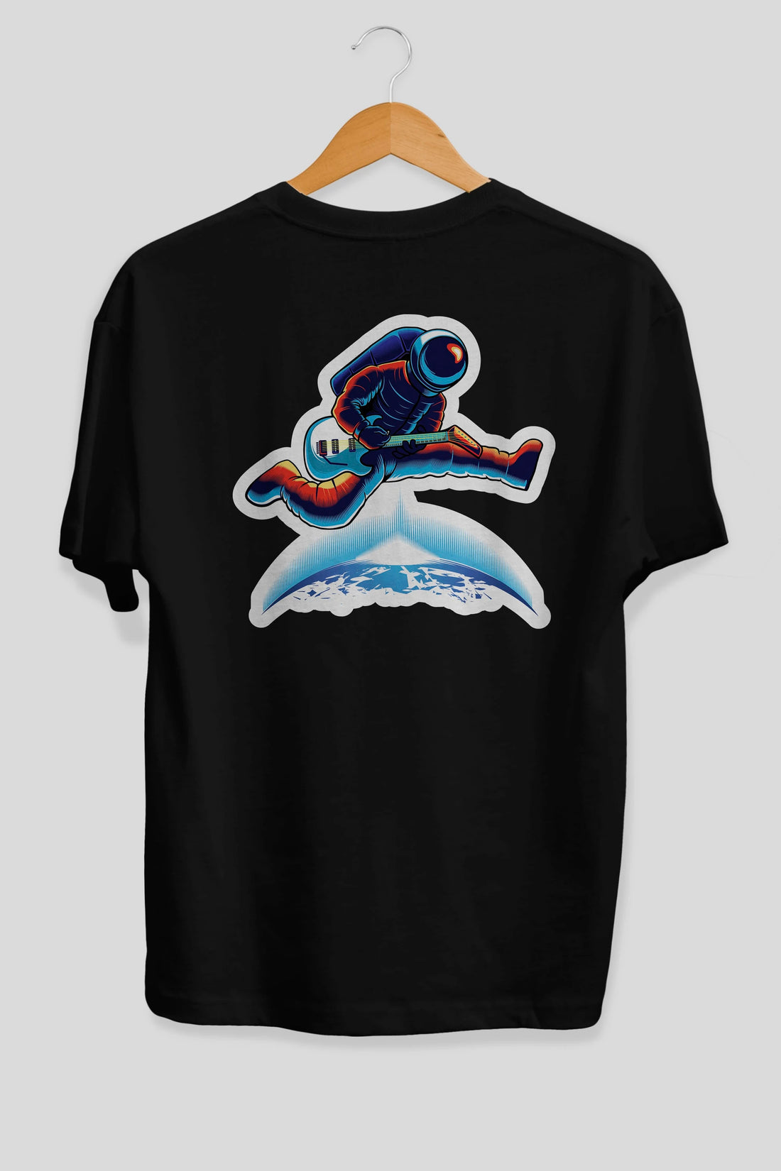 Astroguitar Sticker Arka Baskılı Oversize t-shirt Erkek Kadın Unisex