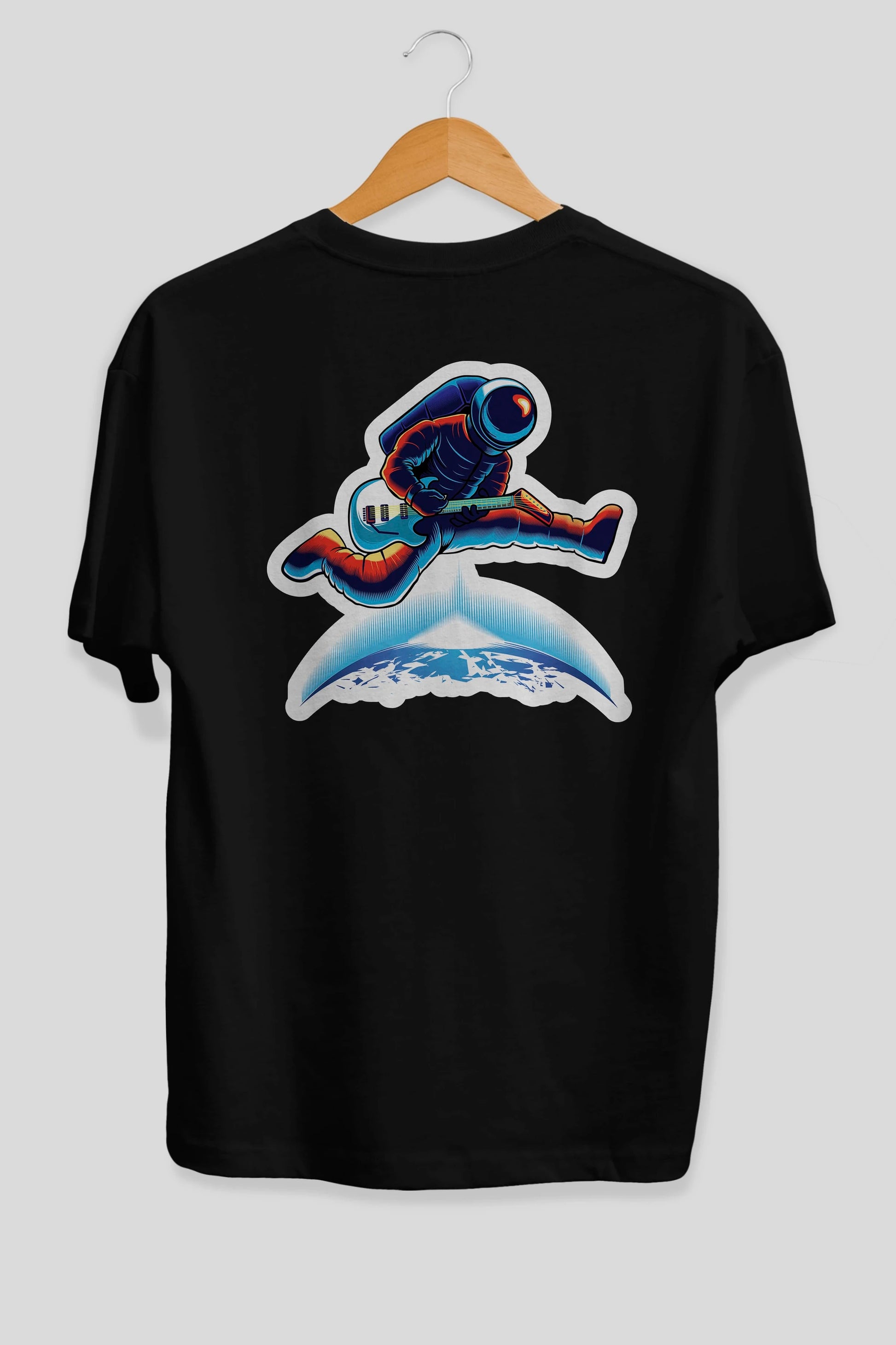 Astroguitar Sticker Arka Baskılı Oversize t-shirt Erkek Kadın Unisex