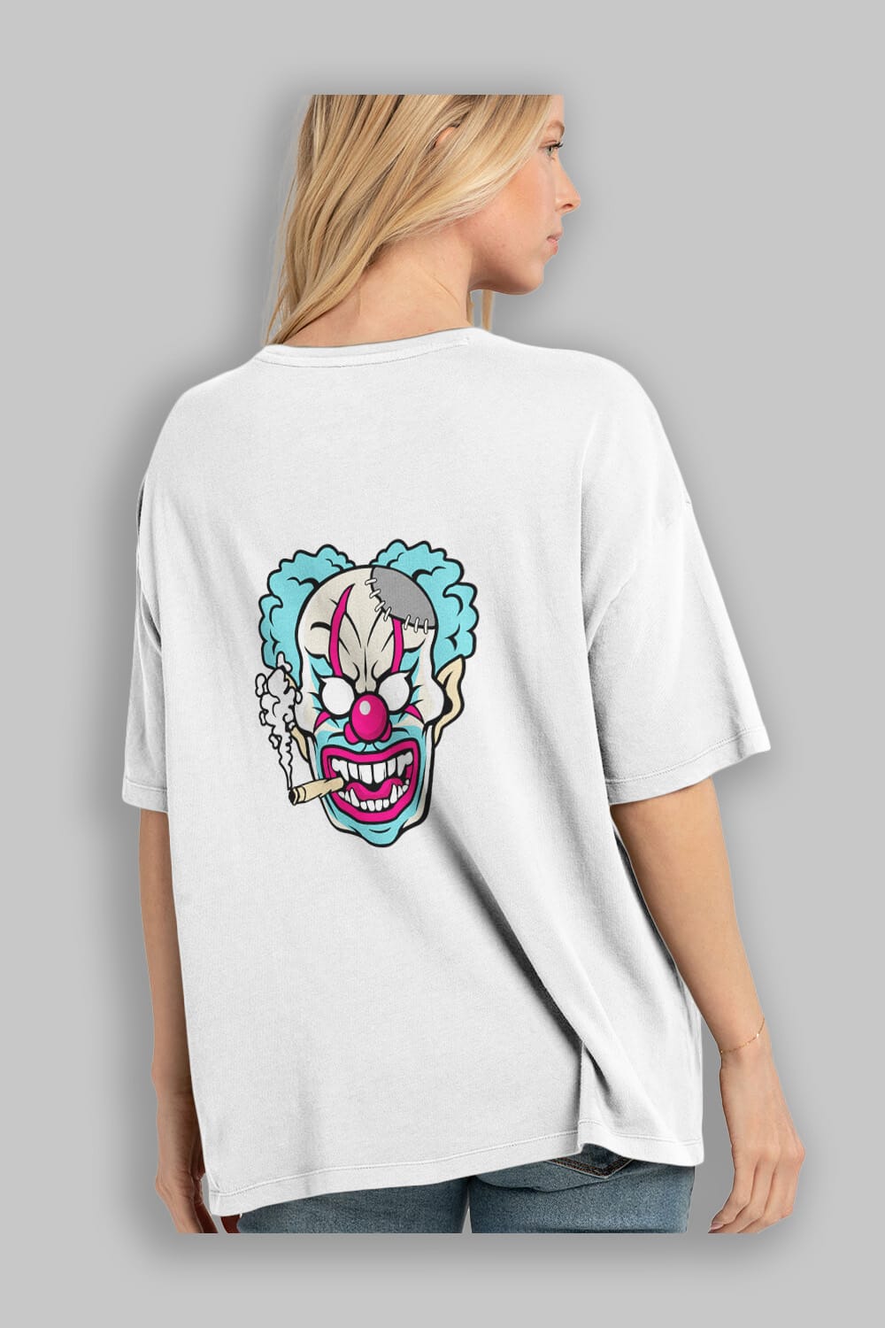 Clown Beast Arka Baskılı Oversize t-shirt Erkek Kadın Unisex %100 Pamuk tişort