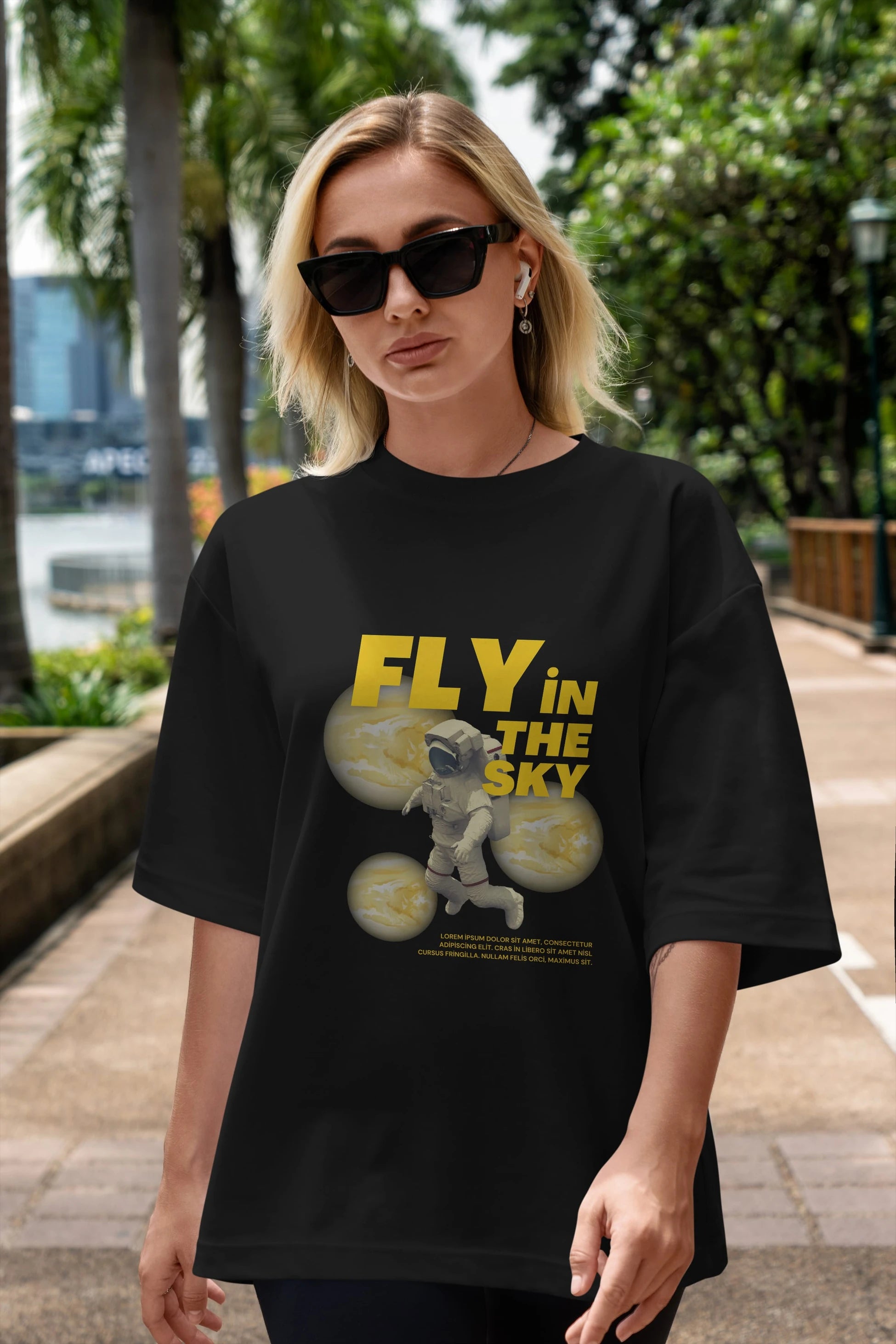 Fly in The Sky Ön Baskılı Oversize t-shirt Erkek Kadın Unisex