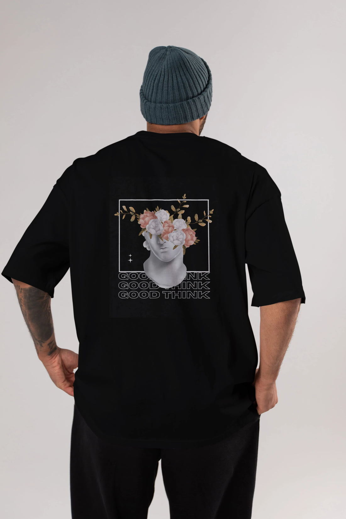 Good Think Yazılı Arka Baskılı Oversize t-shirt Erkek Kadın Unisex