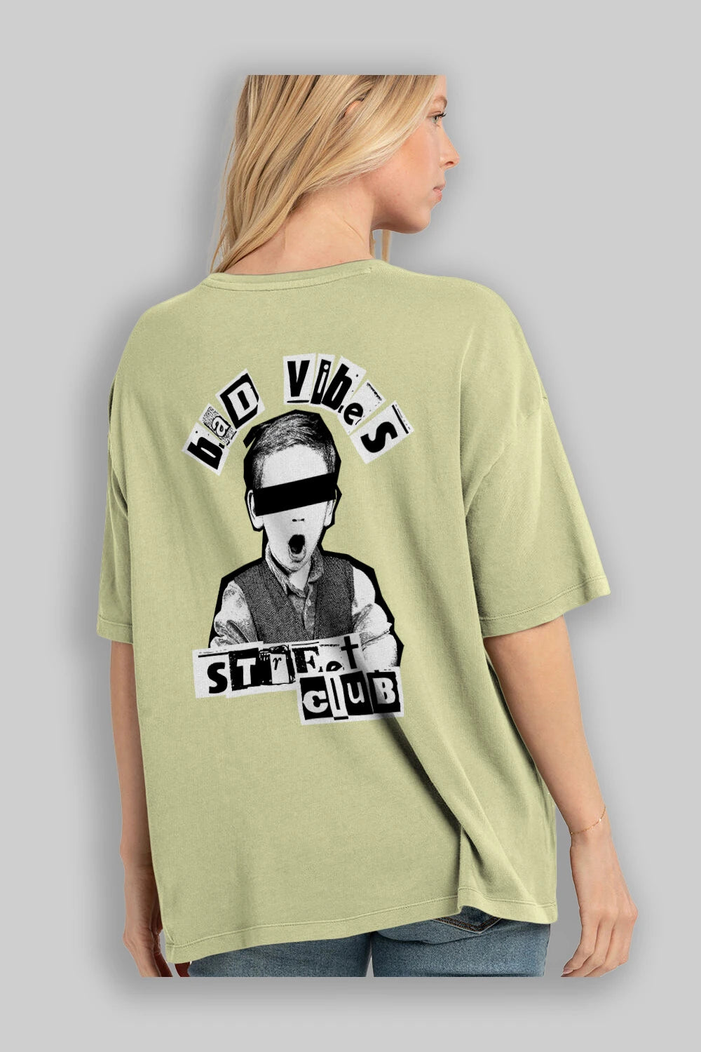 Bad Vibes Street Club Arka Baskılı Oversize t-shirt Erkek Kadın Unisex