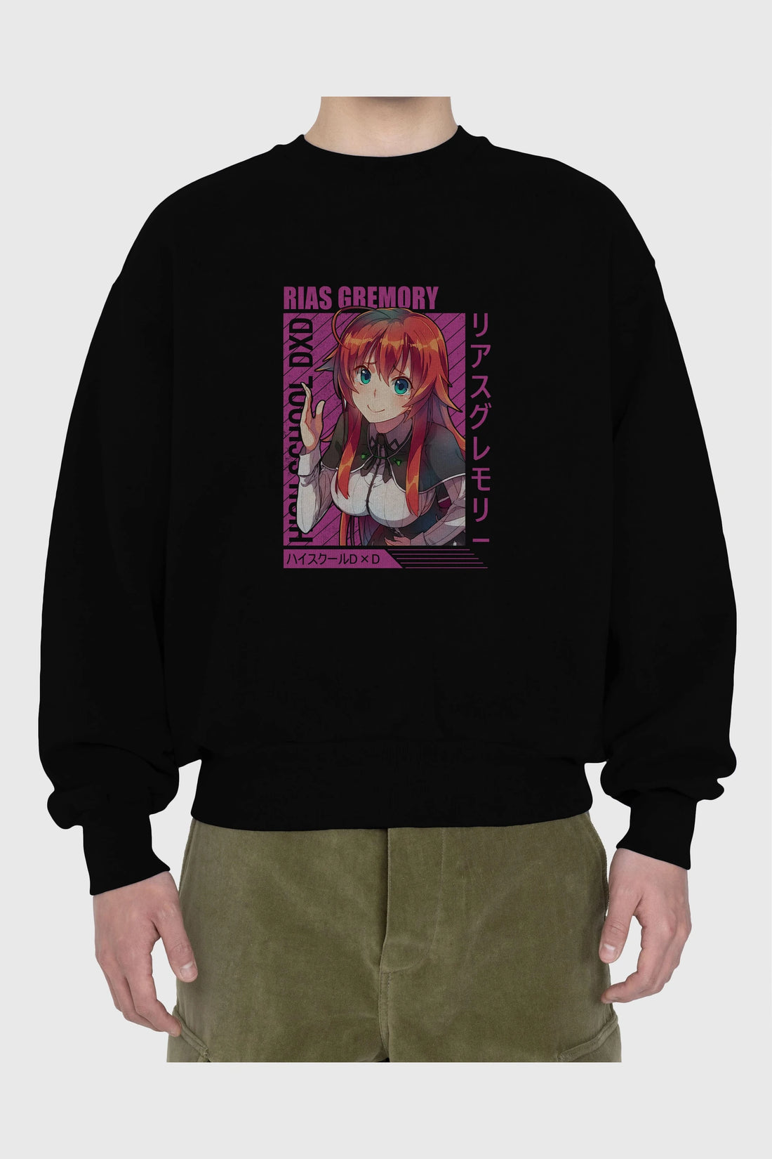 Rias Gremory 10 Anime Ön Baskılı Oversize Sweatshirt Erkek Kadın Unisex