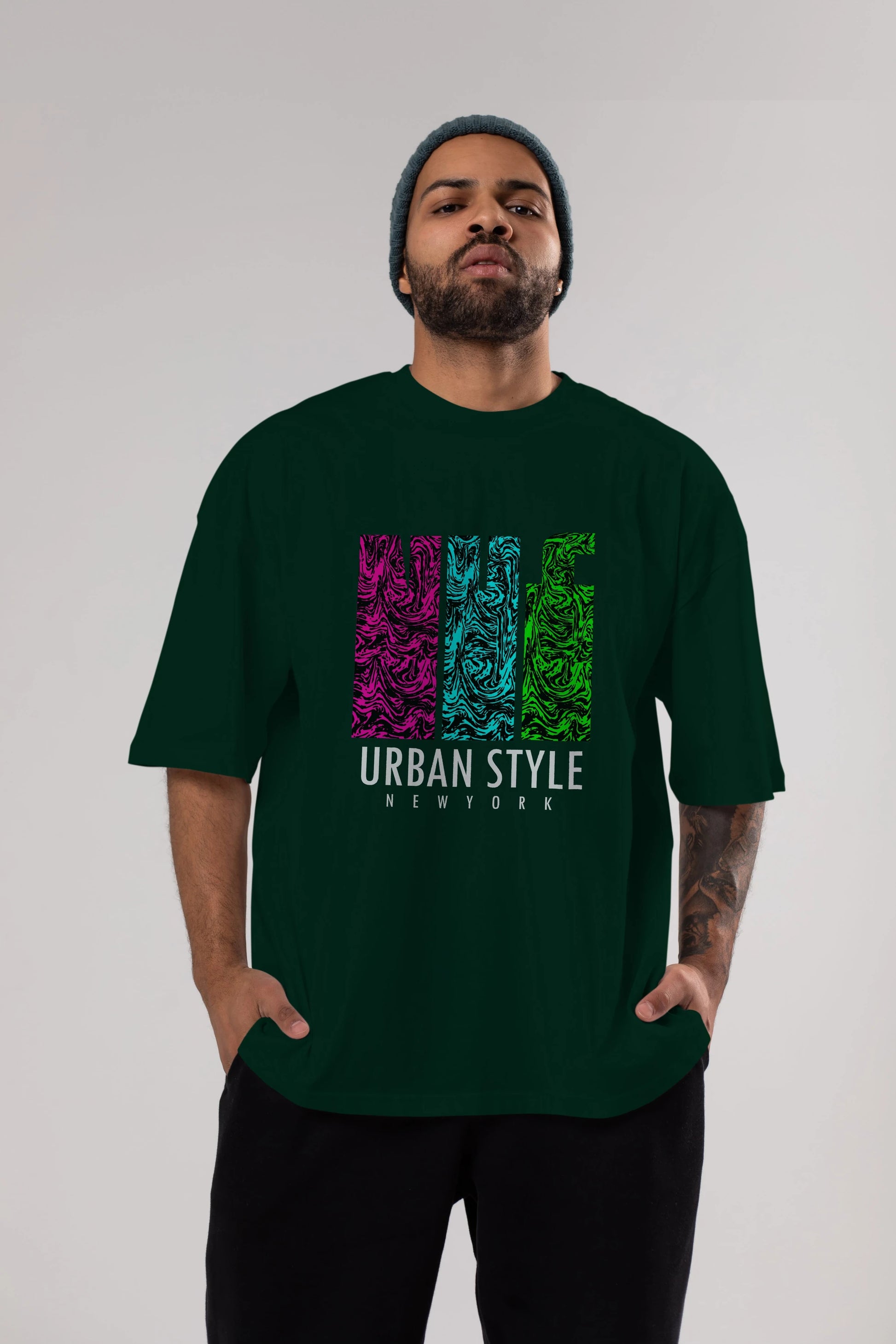 Urban Style Newyork Ön Baskılı Oversize t-shirt Erkek Kadın Unisex